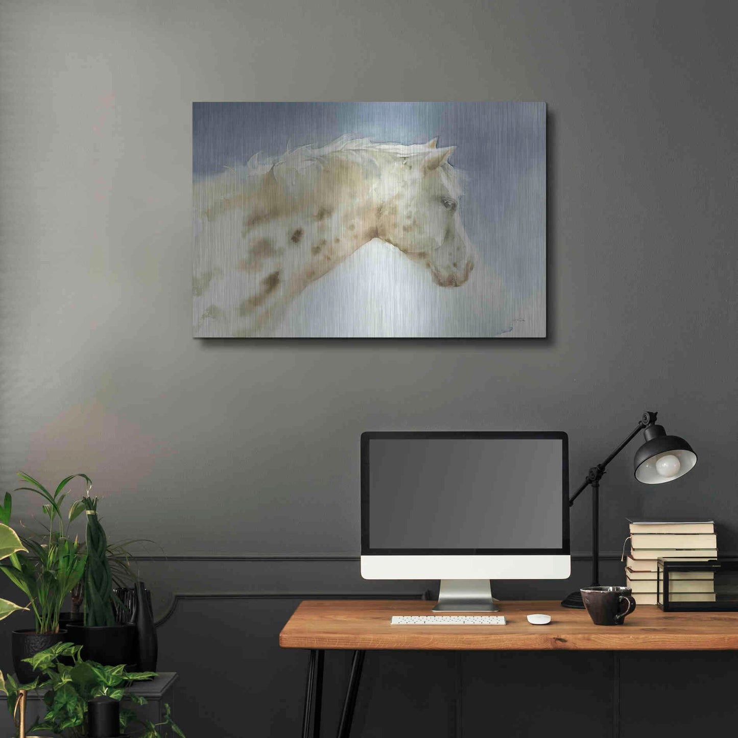 Luxe Metal Art 'Dapple Gray Horse' by Katrina Pete, Metal Wall Art,36x24