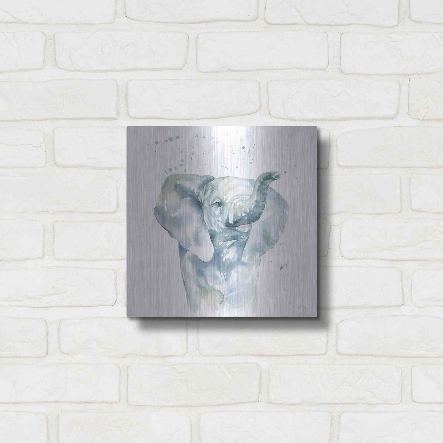 Luxe Metal Art 'Baby Elephant' by Katrina Pete, Metal Wall Art,12x12