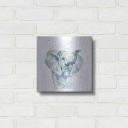 Luxe Metal Art 'Baby Elephant' by Katrina Pete, Metal Wall Art,12x12