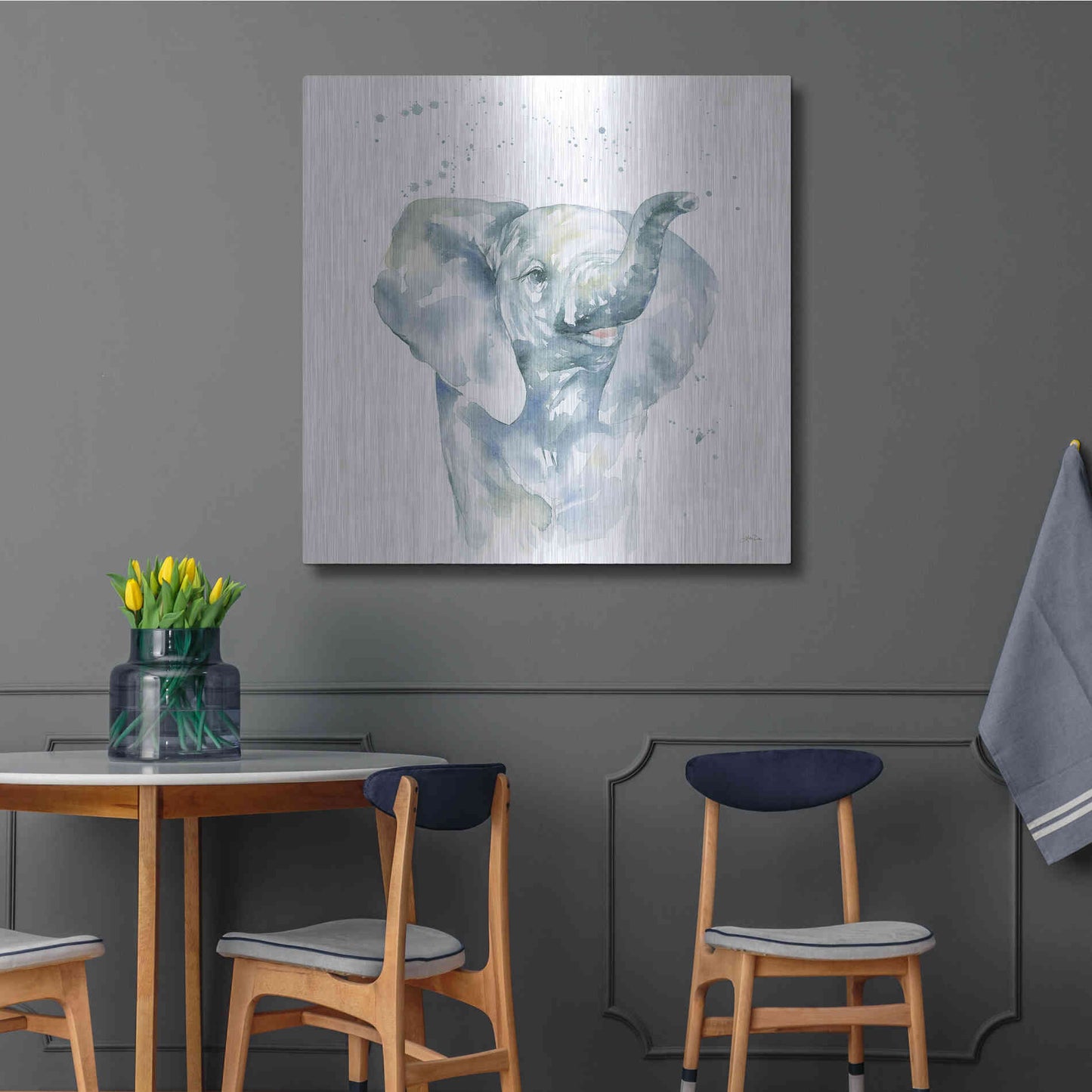 Luxe Metal Art 'Baby Elephant' by Katrina Pete, Metal Wall Art,36x36