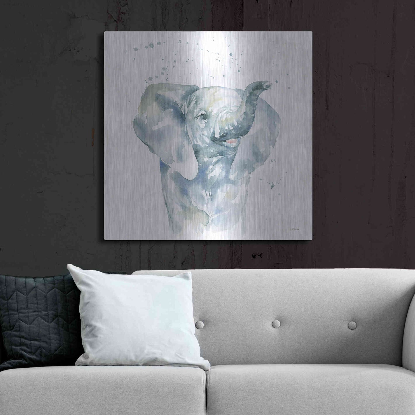 Luxe Metal Art 'Baby Elephant' by Katrina Pete, Metal Wall Art,36x36