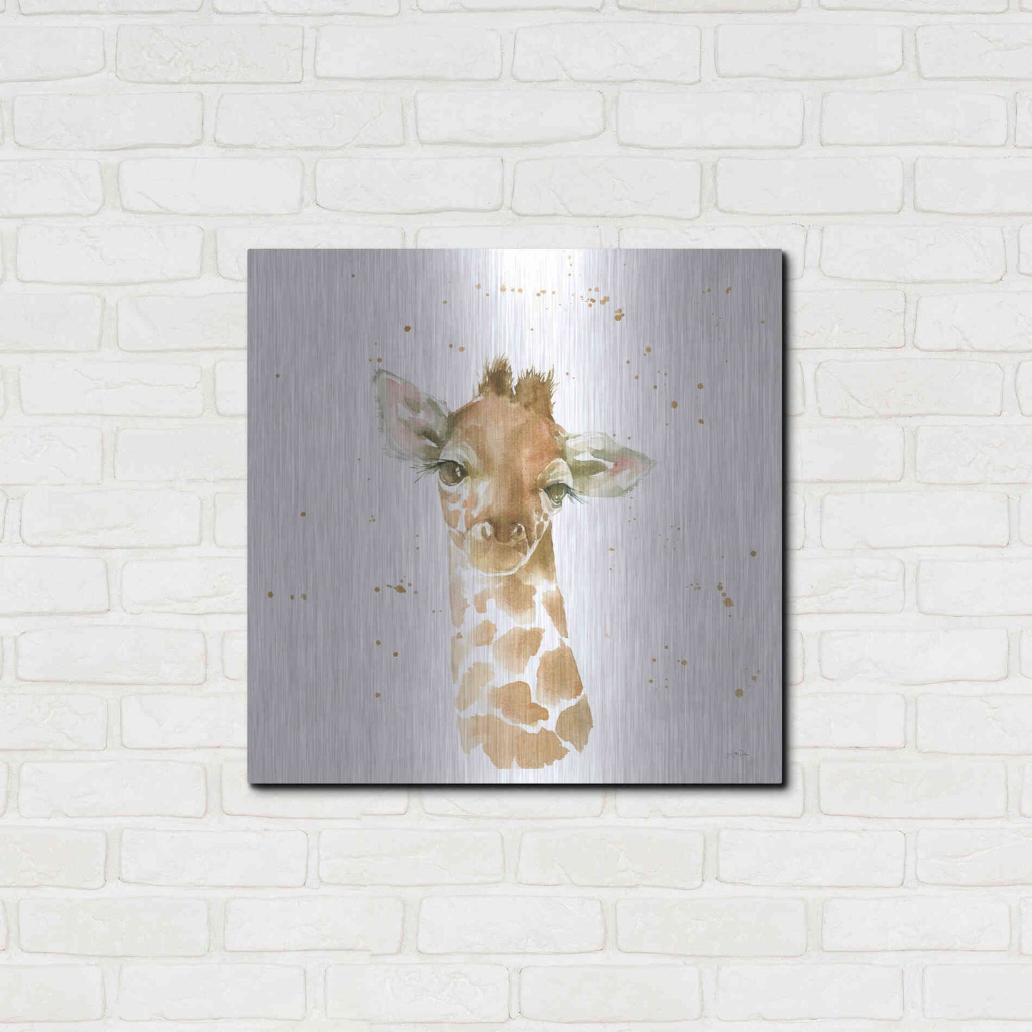 Luxe Metal Art 'Baby Giraffe' by Katrina Pete, Metal Wall Art,24x24