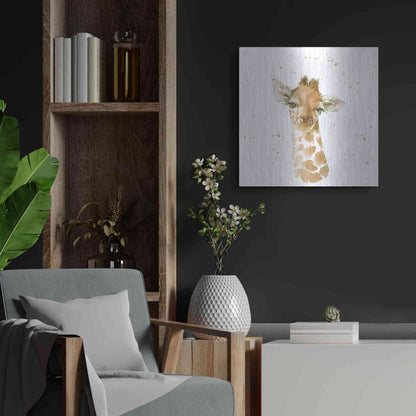 Luxe Metal Art 'Baby Giraffe' by Katrina Pete, Metal Wall Art,24x24