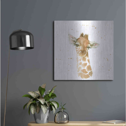 Luxe Metal Art 'Baby Giraffe' by Katrina Pete, Metal Wall Art,24x24