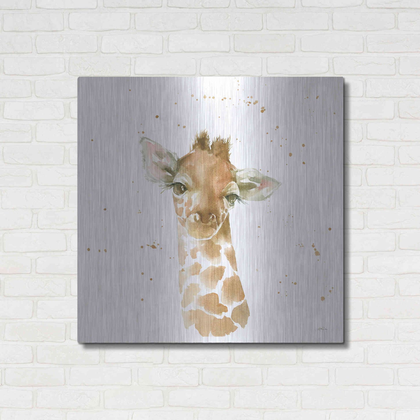 Luxe Metal Art 'Baby Giraffe' by Katrina Pete, Metal Wall Art,36x36