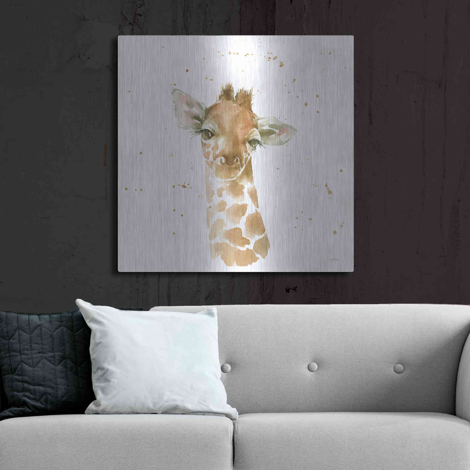 Luxe Metal Art 'Baby Giraffe' by Katrina Pete, Metal Wall Art,36x36
