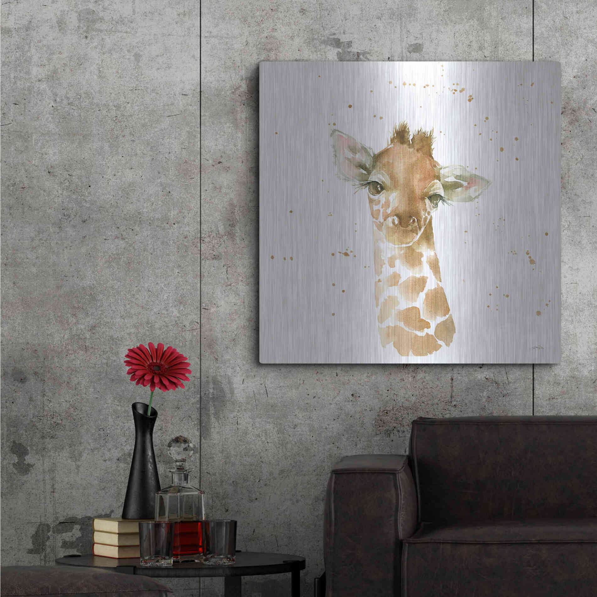 Luxe Metal Art 'Baby Giraffe' by Katrina Pete, Metal Wall Art,36x36