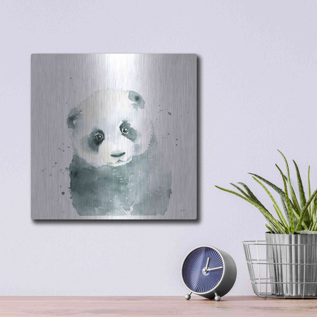 Luxe Metal Art 'Panda Cub' by Katrina Pete, Metal Wall Art,12x12
