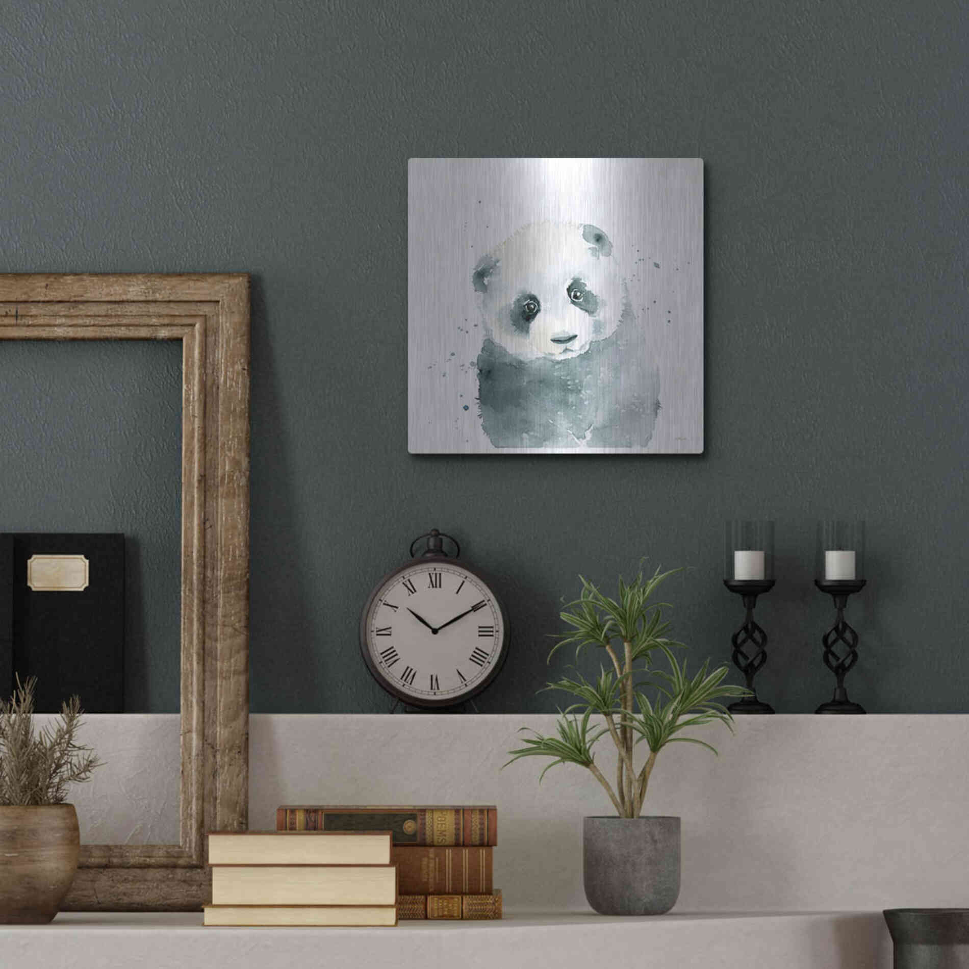 Luxe Metal Art 'Panda Cub' by Katrina Pete, Metal Wall Art,12x12