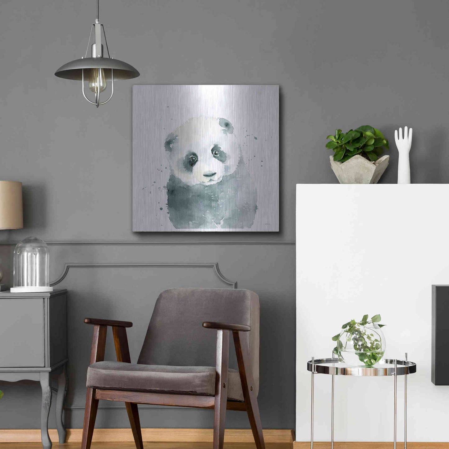 Luxe Metal Art 'Panda Cub' by Katrina Pete, Metal Wall Art,24x24