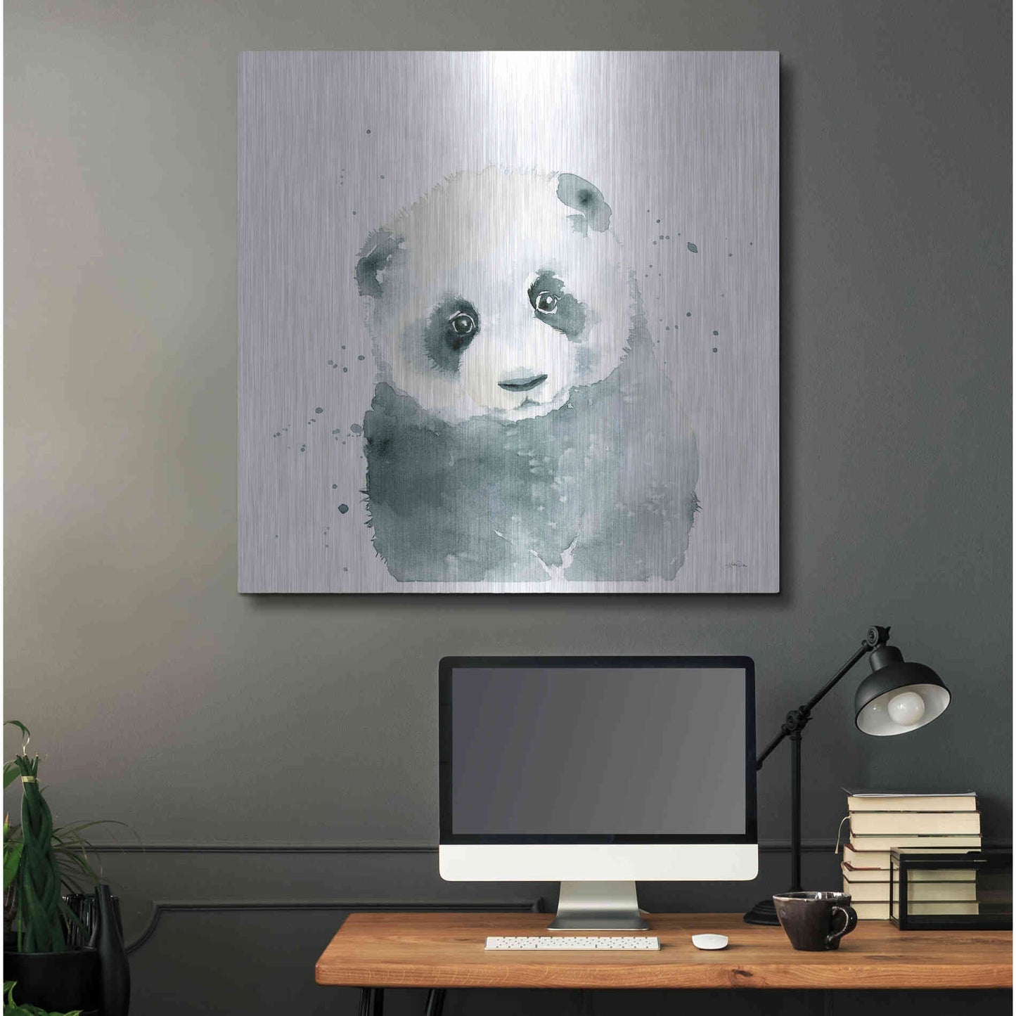 Luxe Metal Art 'Panda Cub' by Katrina Pete, Metal Wall Art,36x36