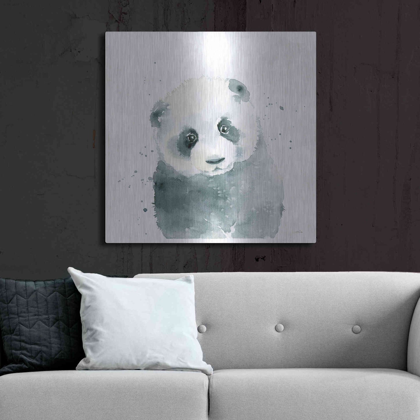 Luxe Metal Art 'Panda Cub' by Katrina Pete, Metal Wall Art,36x36