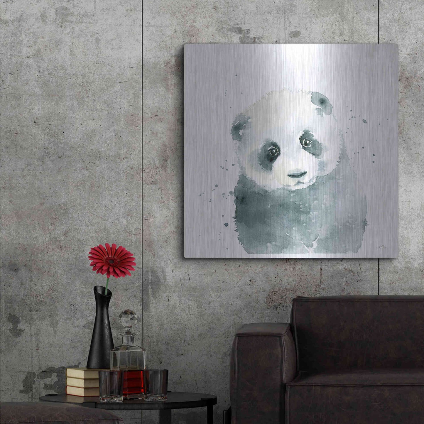 Luxe Metal Art 'Panda Cub' by Katrina Pete, Metal Wall Art,36x36