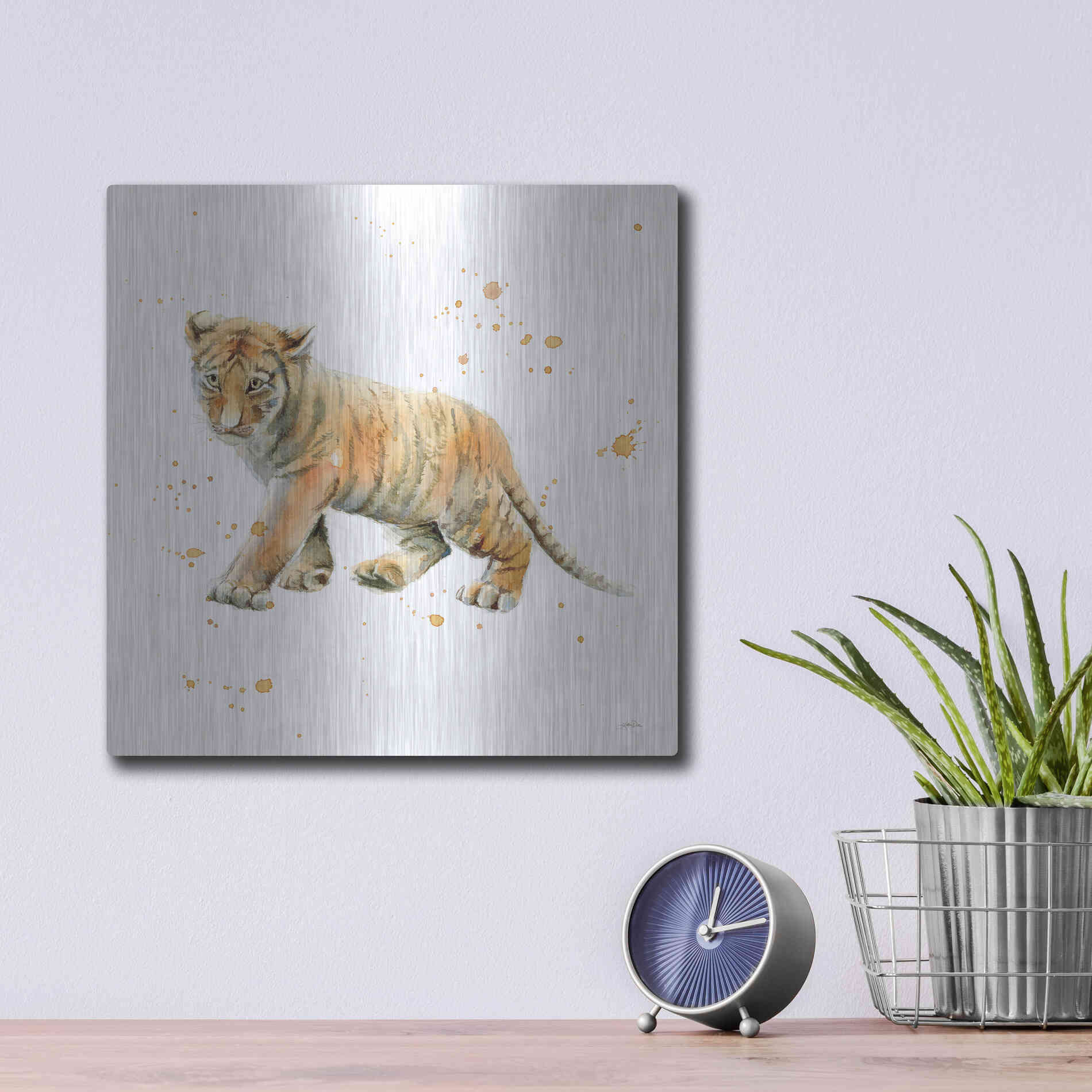 Luxe Metal Art 'Tiger Cub' by Katrina Pete, Metal Wall Art,12x12