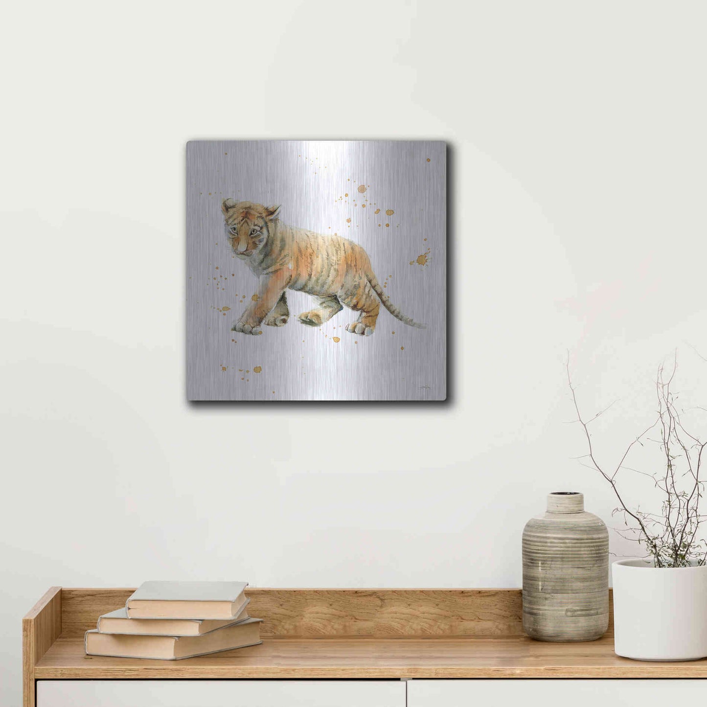 Luxe Metal Art 'Tiger Cub' by Katrina Pete, Metal Wall Art,12x12