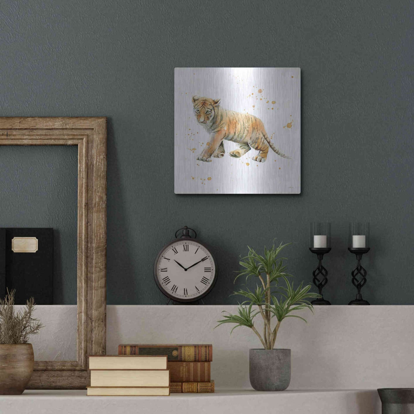 Luxe Metal Art 'Tiger Cub' by Katrina Pete, Metal Wall Art,12x12