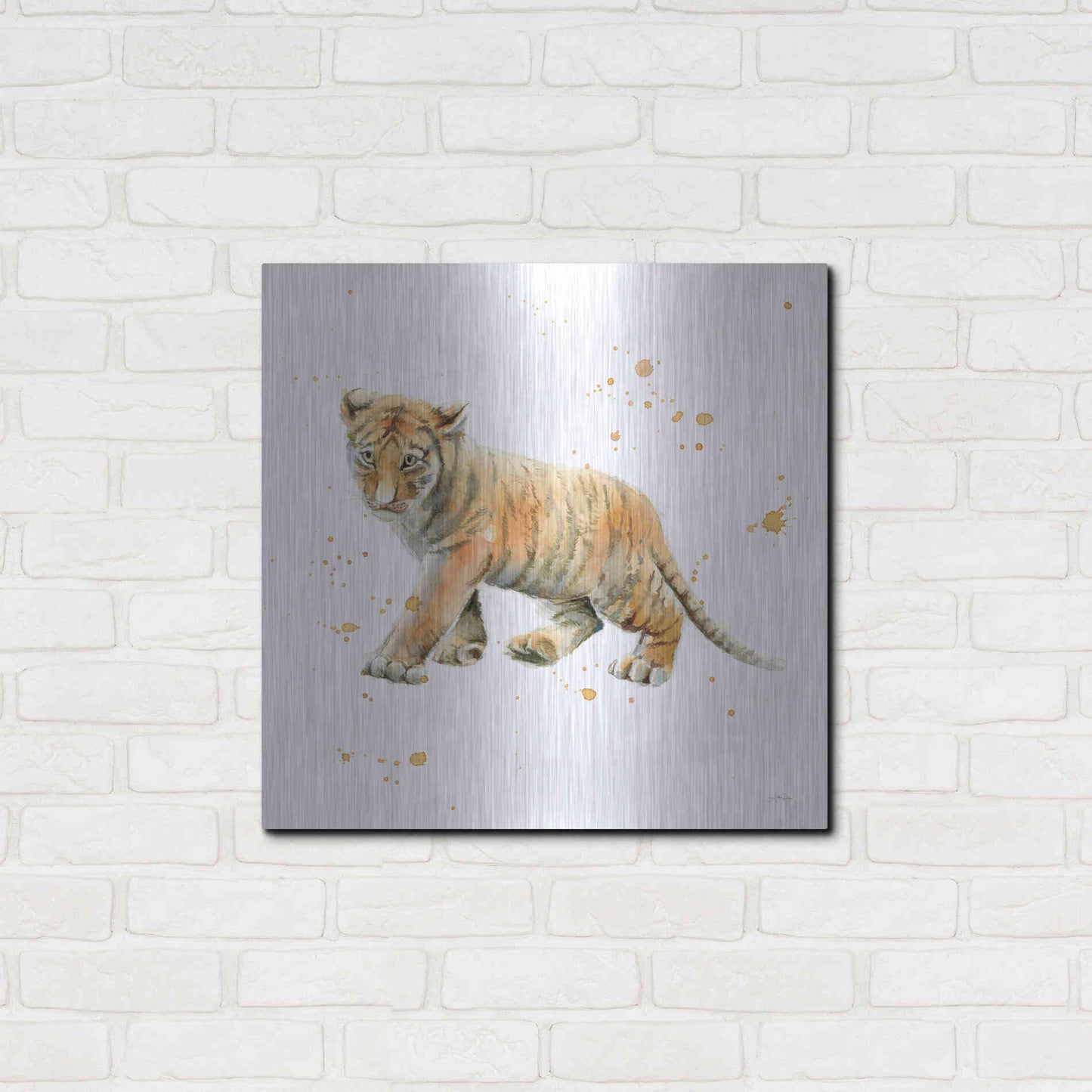 Luxe Metal Art 'Tiger Cub' by Katrina Pete, Metal Wall Art,24x24