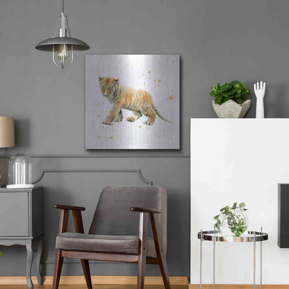 Luxe Metal Art 'Tiger Cub' by Katrina Pete, Metal Wall Art,24x24