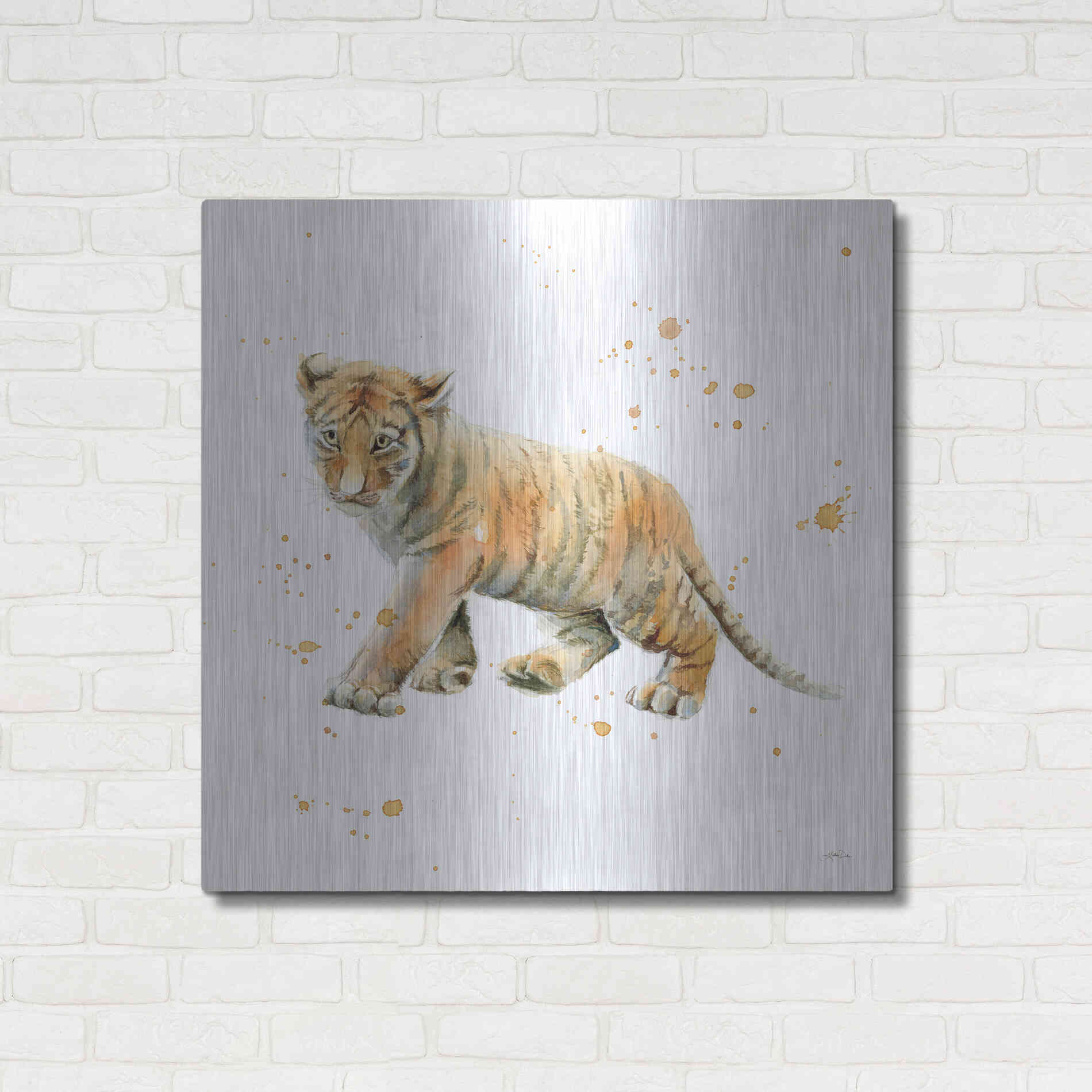 Luxe Metal Art 'Tiger Cub' by Katrina Pete, Metal Wall Art,36x36