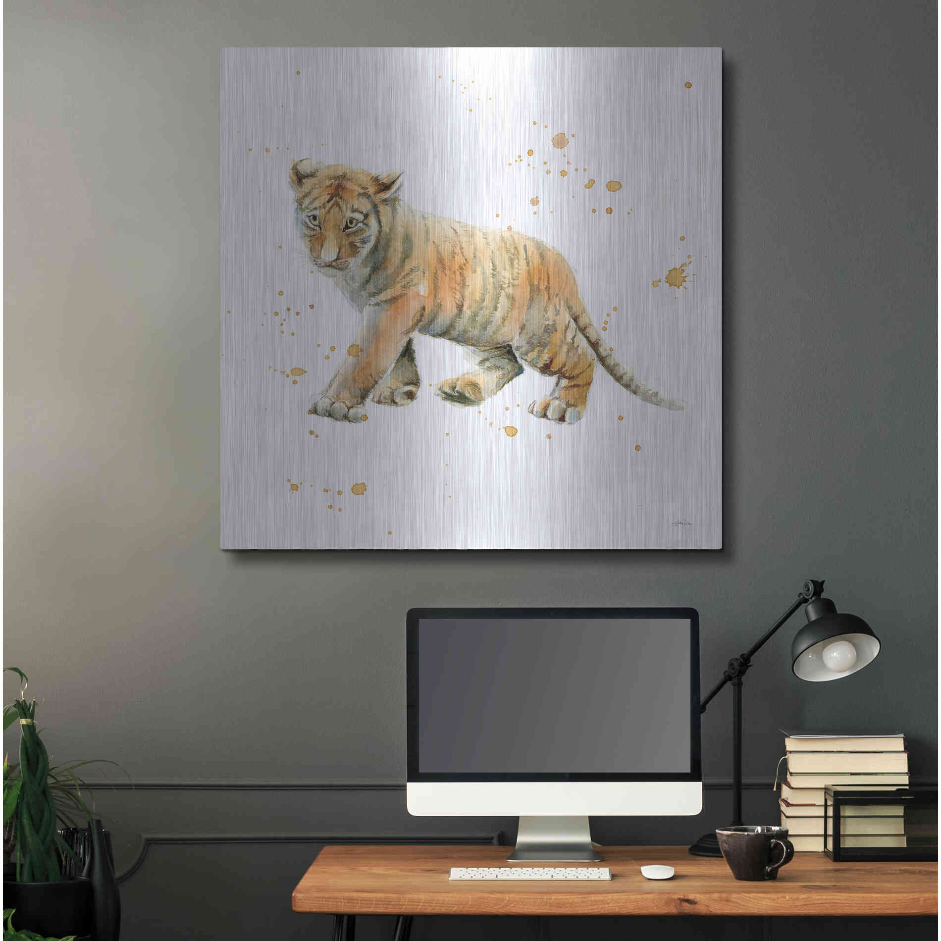 Luxe Metal Art 'Tiger Cub' by Katrina Pete, Metal Wall Art,36x36