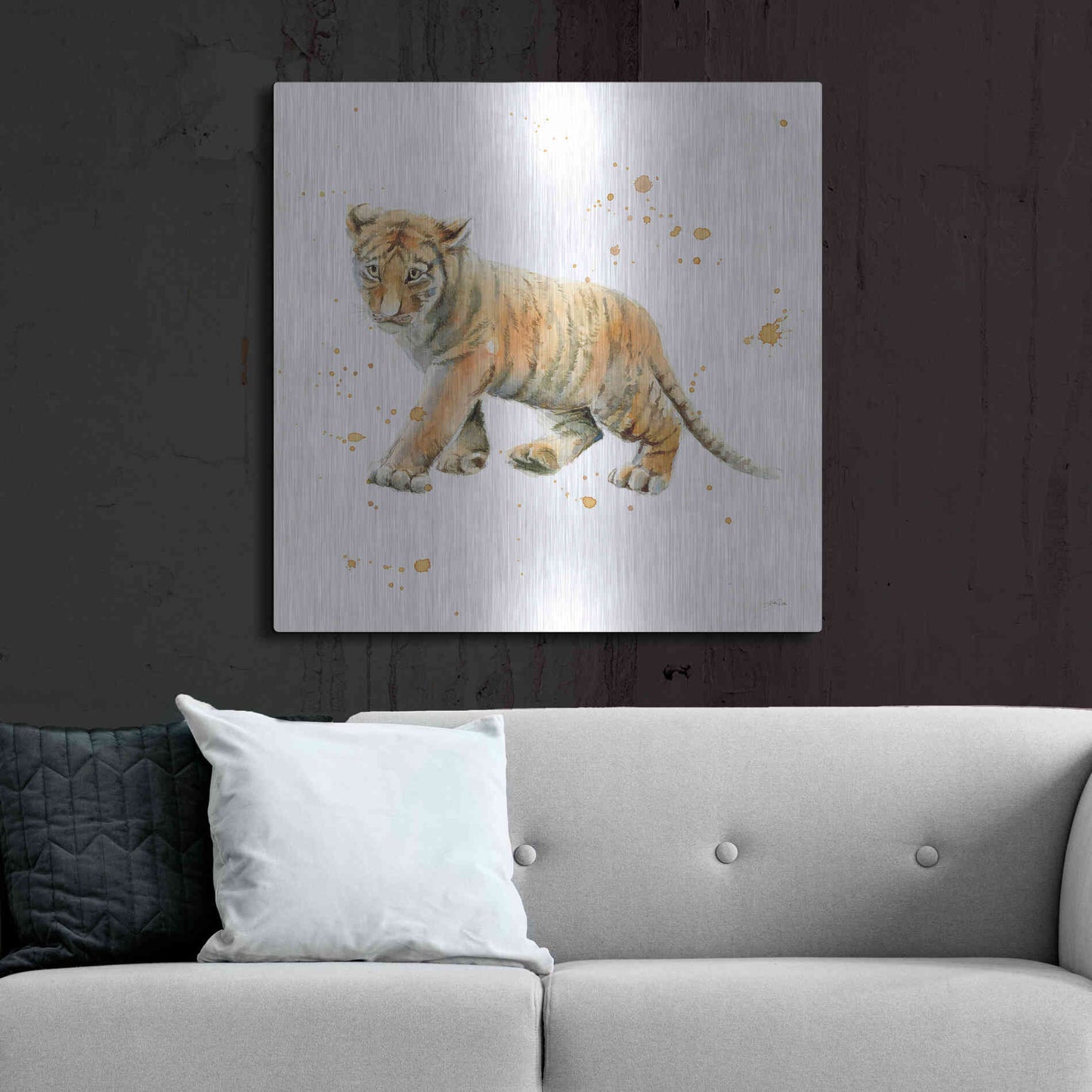 Luxe Metal Art 'Tiger Cub' by Katrina Pete, Metal Wall Art,36x36