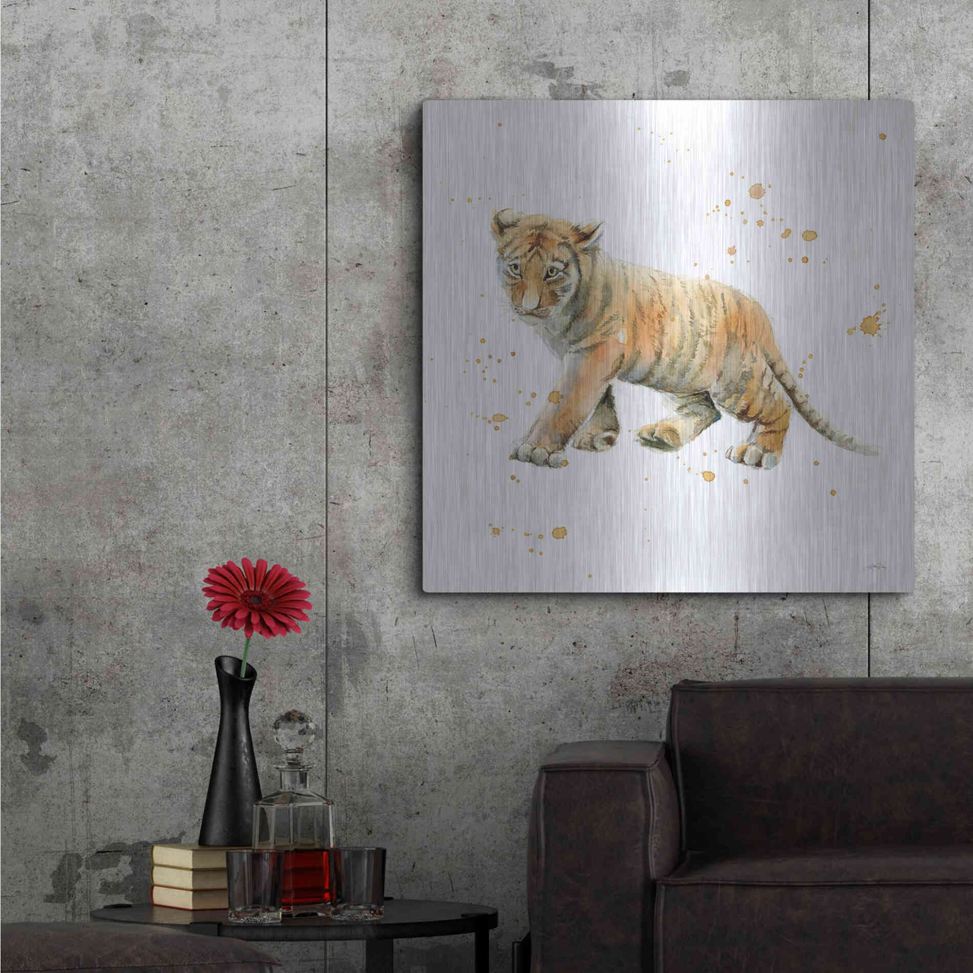 Luxe Metal Art 'Tiger Cub' by Katrina Pete, Metal Wall Art,36x36