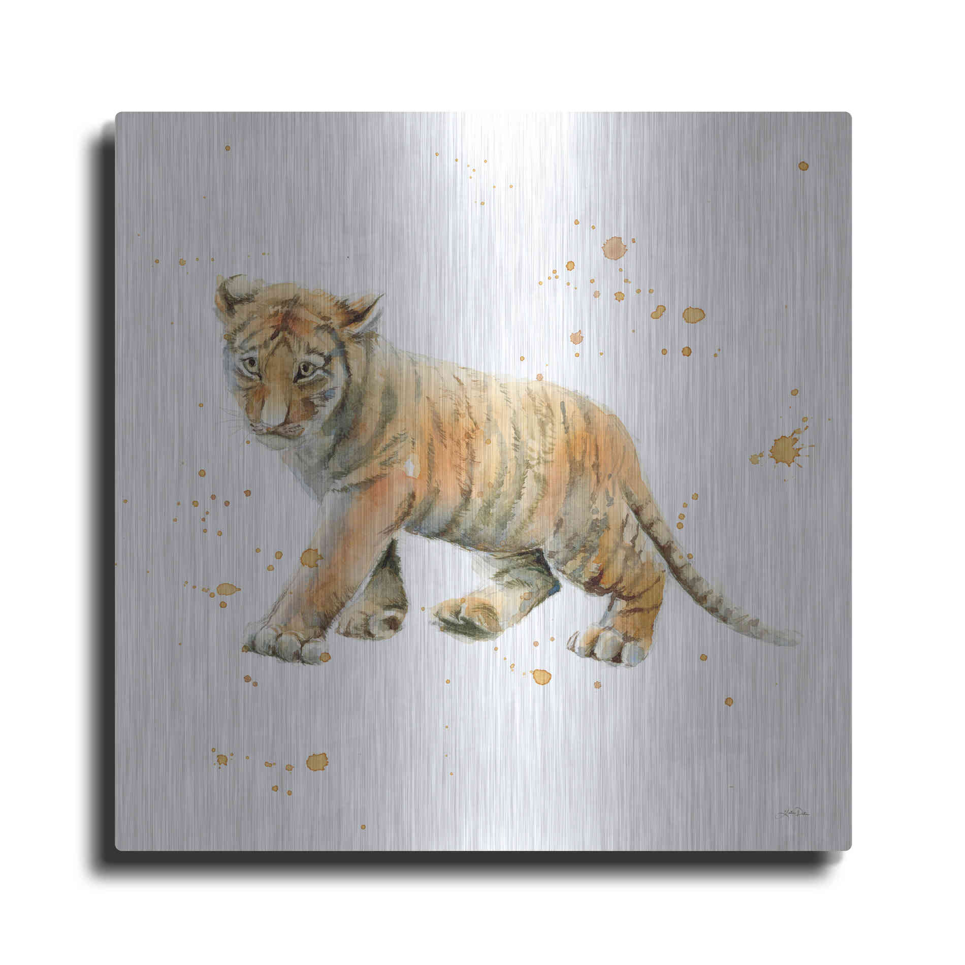 Luxe Metal Art 'Tiger Cub' by Katrina Pete, Metal Wall Art