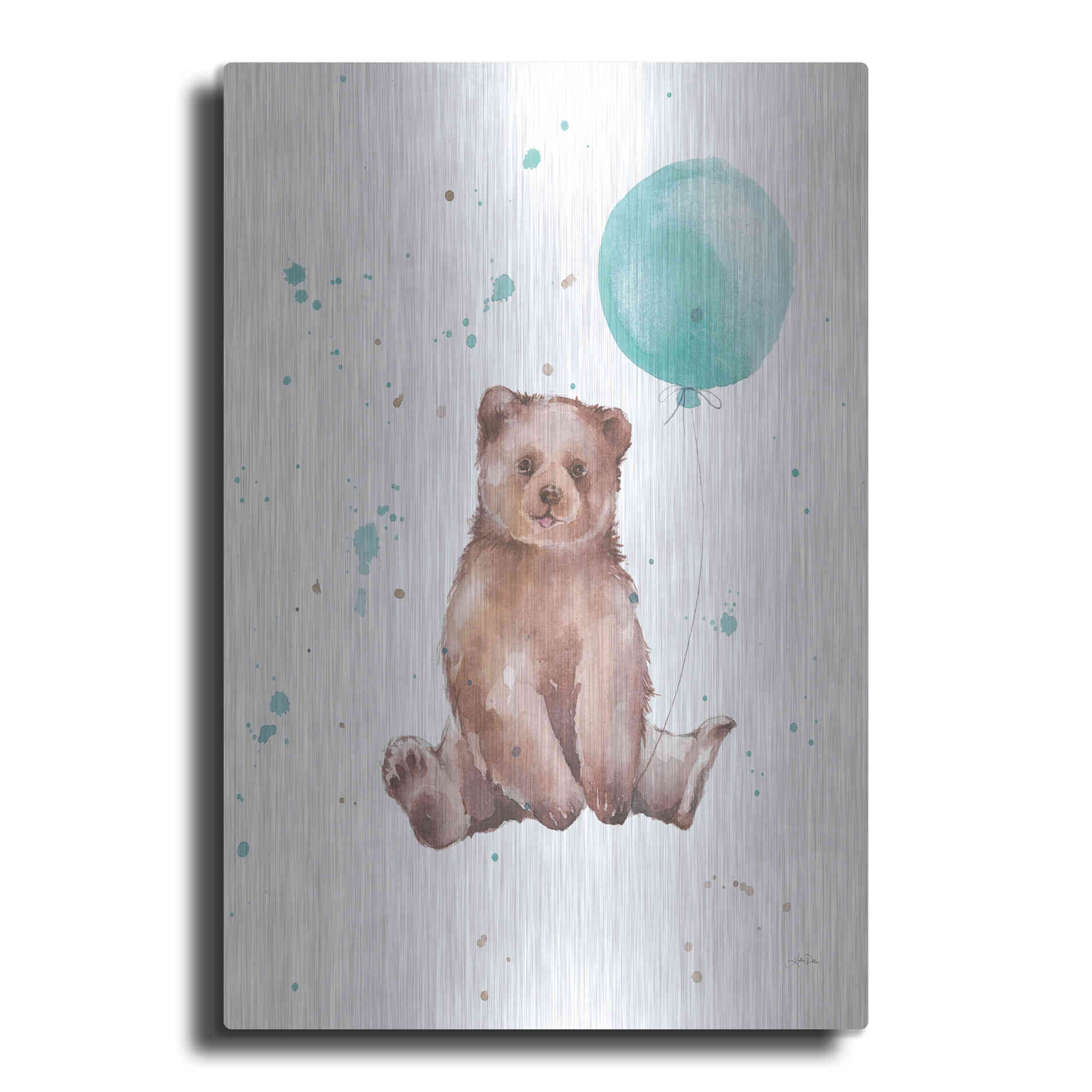 Luxe Metal Art 'Festive Bear' by Katrina Pete, Metal Wall Art