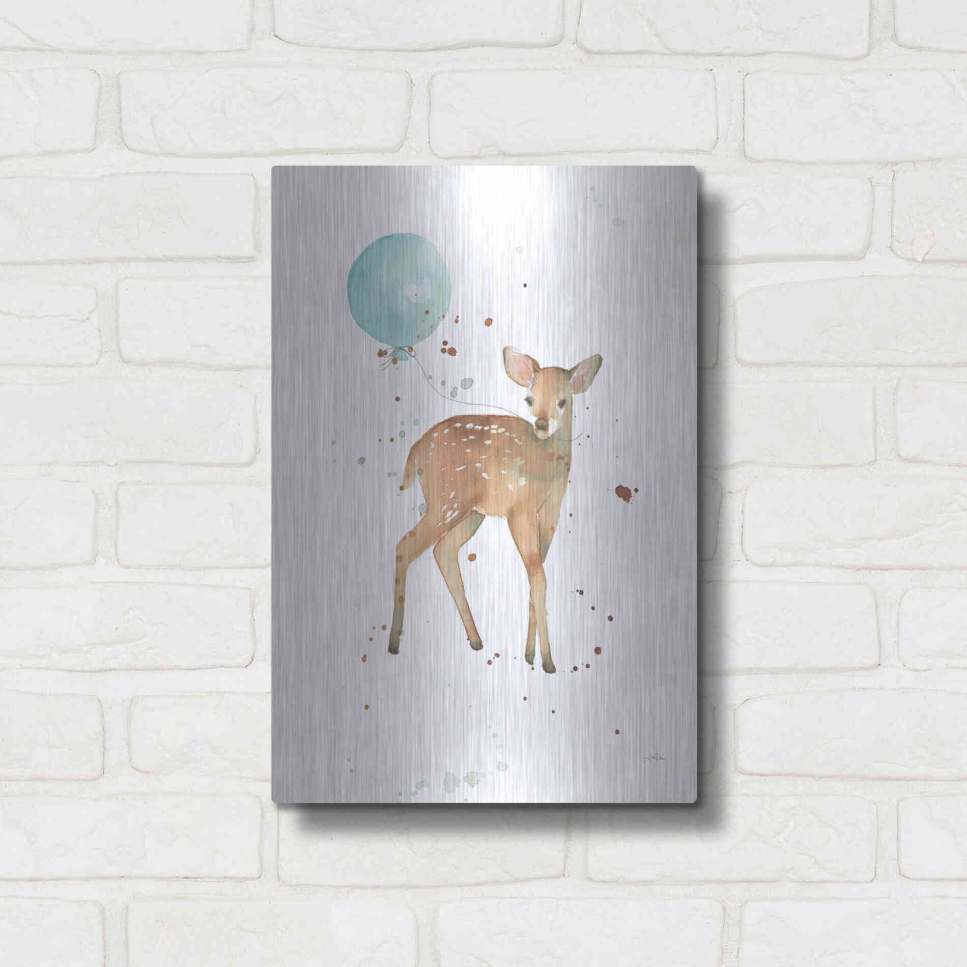 Luxe Metal Art 'Festive Fawn' by Katrina Pete, Metal Wall Art,12x16