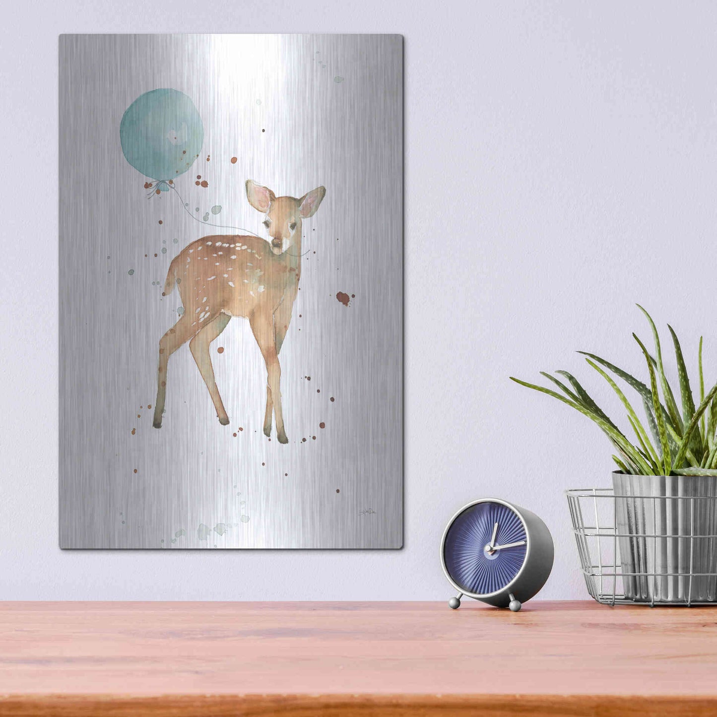 Luxe Metal Art 'Festive Fawn' by Katrina Pete, Metal Wall Art,12x16