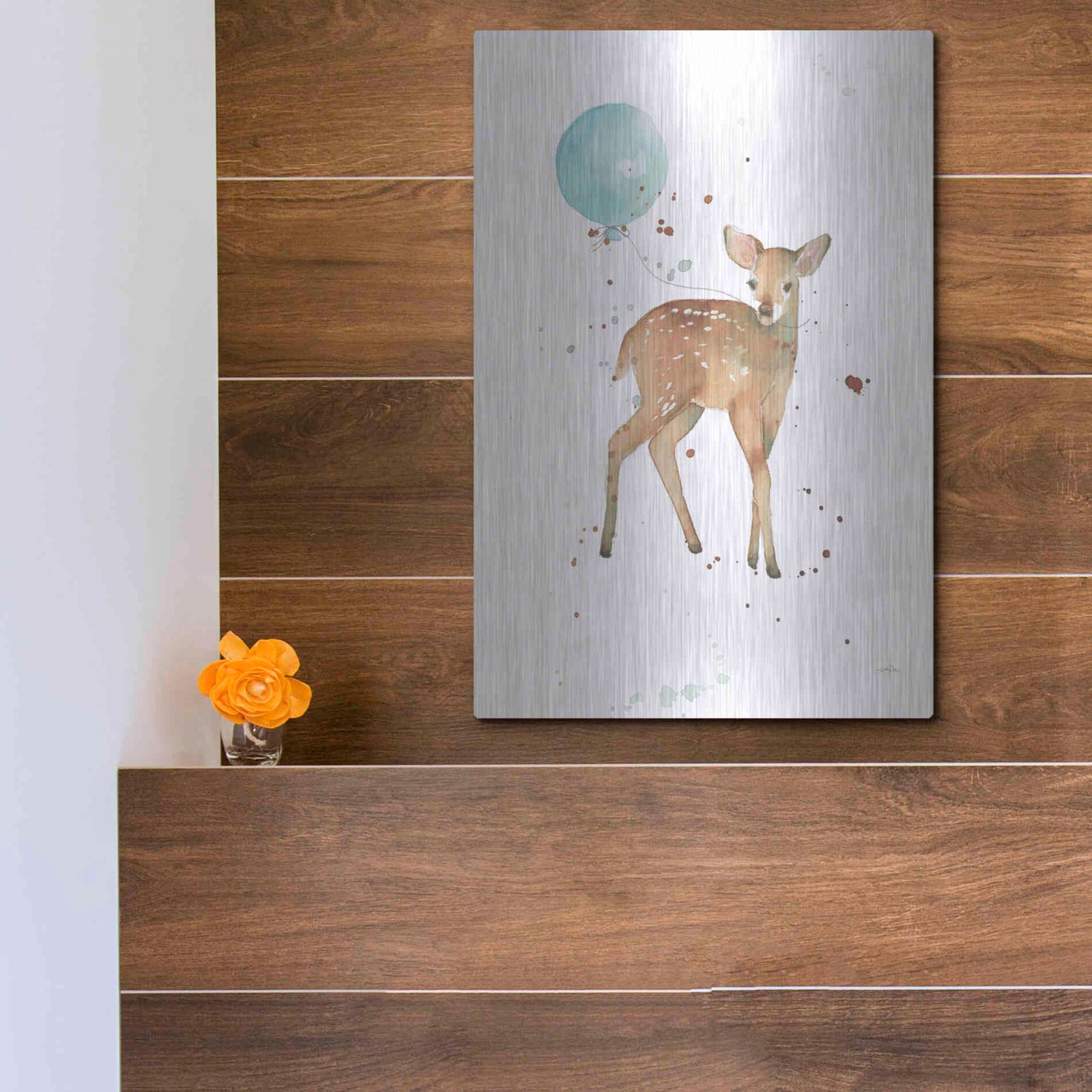 Luxe Metal Art 'Festive Fawn' by Katrina Pete, Metal Wall Art,12x16