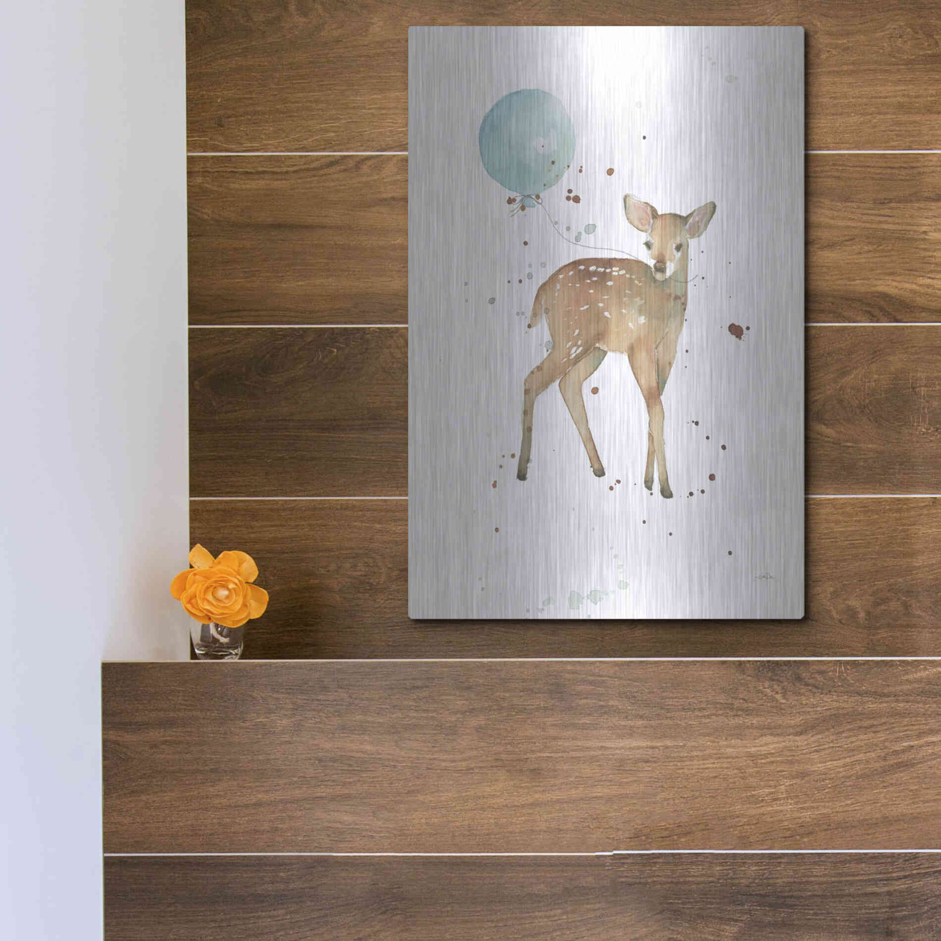 Luxe Metal Art 'Festive Fawn' by Katrina Pete, Metal Wall Art,12x16