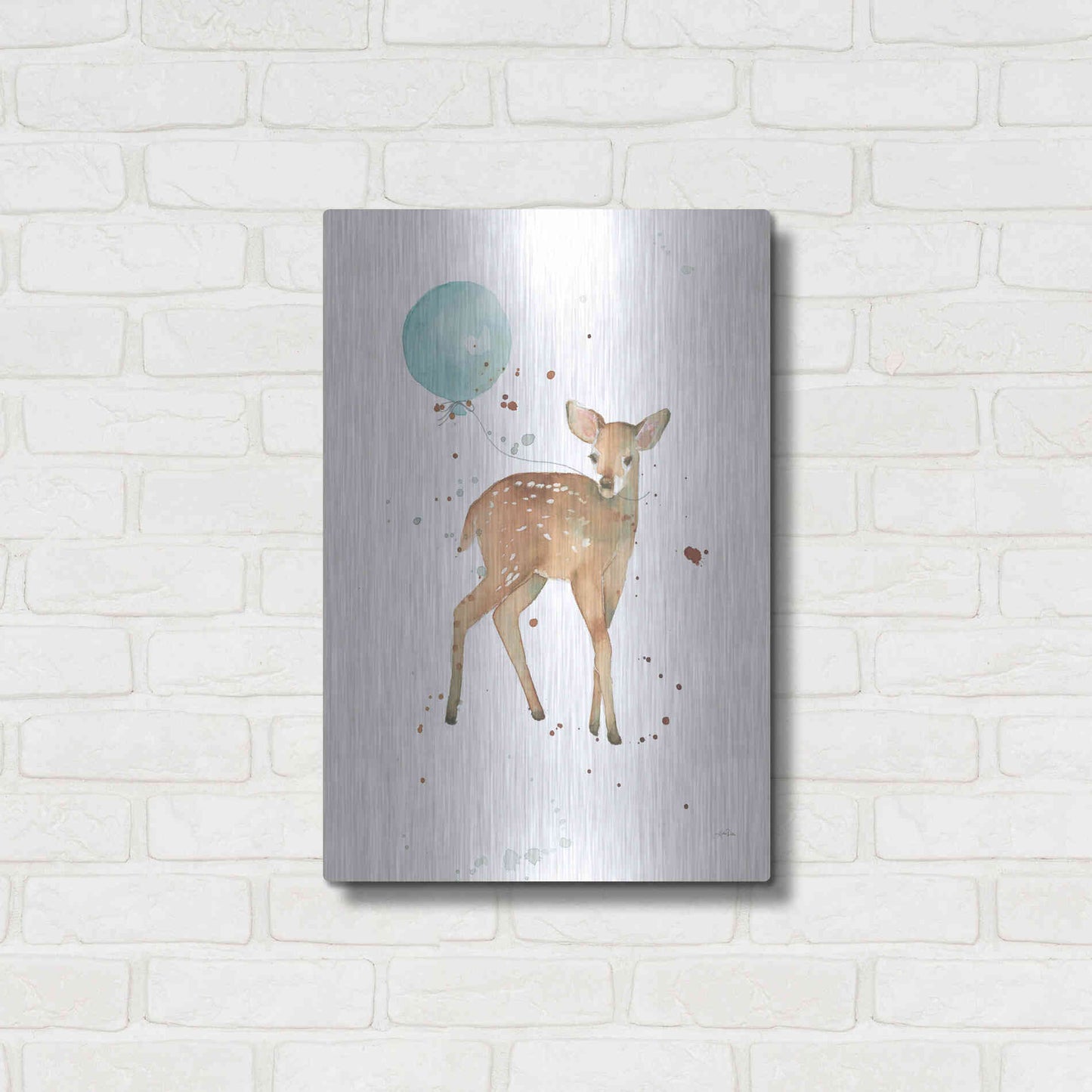 Luxe Metal Art 'Festive Fawn' by Katrina Pete, Metal Wall Art,16x24