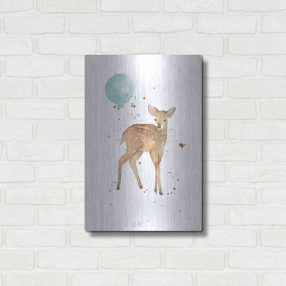 Luxe Metal Art 'Festive Fawn' by Katrina Pete, Metal Wall Art,16x24