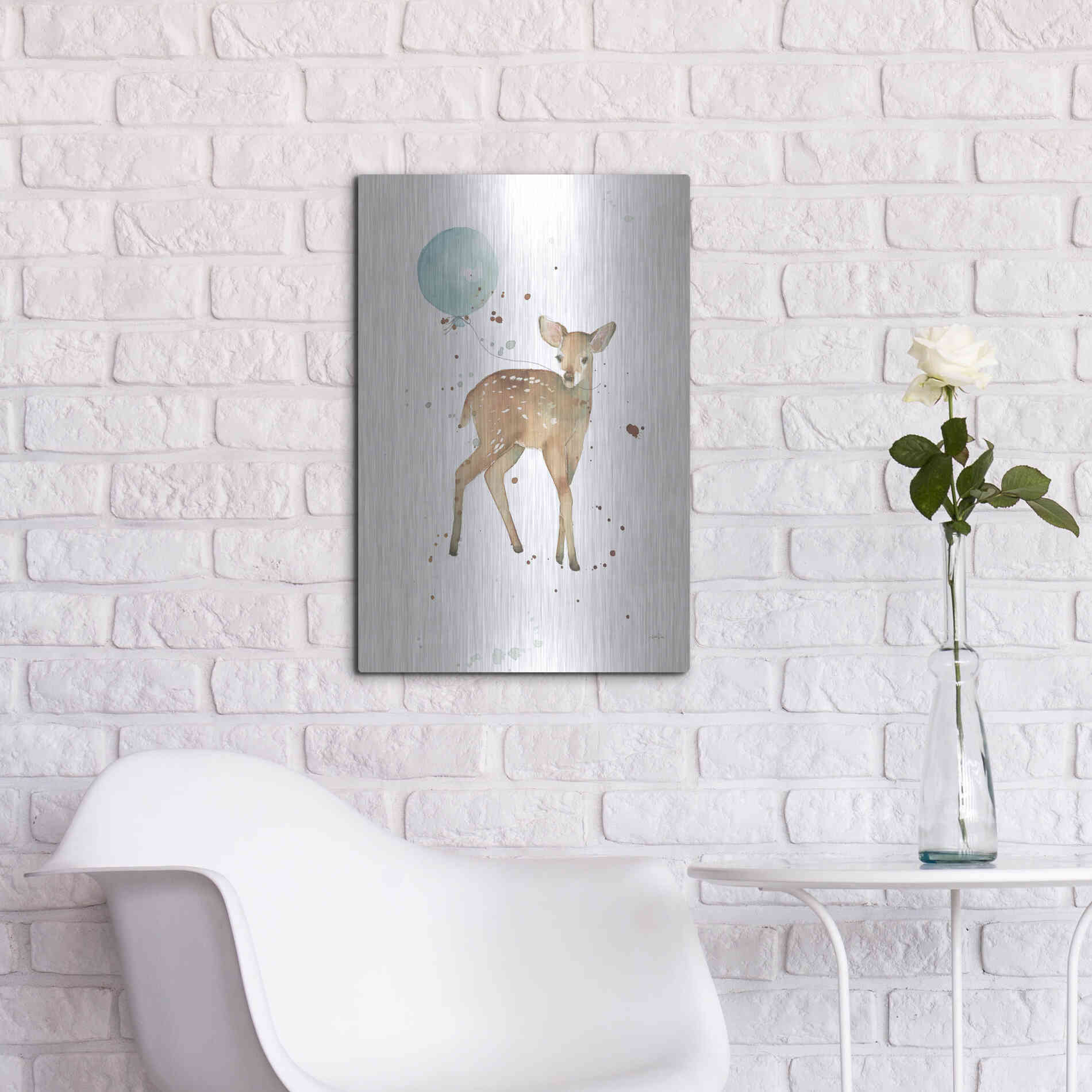 Luxe Metal Art 'Festive Fawn' by Katrina Pete, Metal Wall Art,16x24