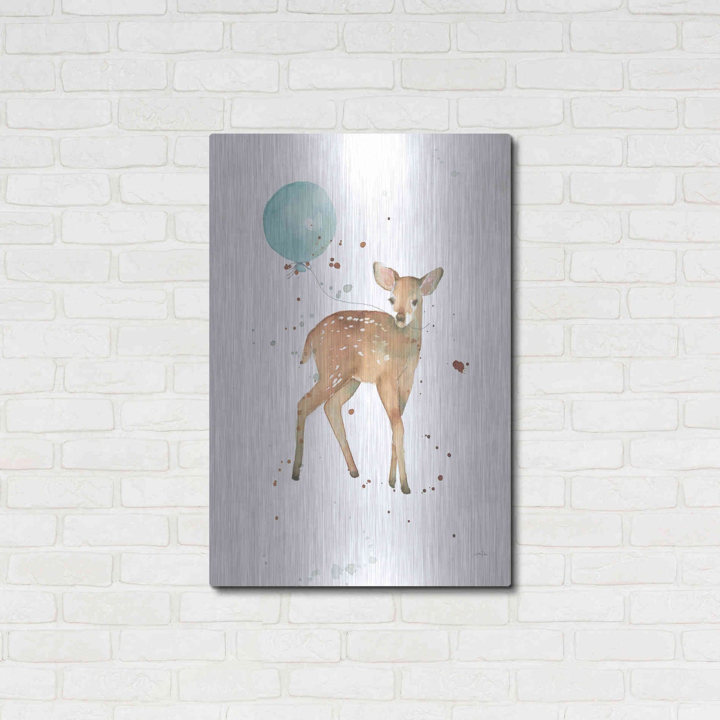 Luxe Metal Art 'Festive Fawn' by Katrina Pete, Metal Wall Art,24x36