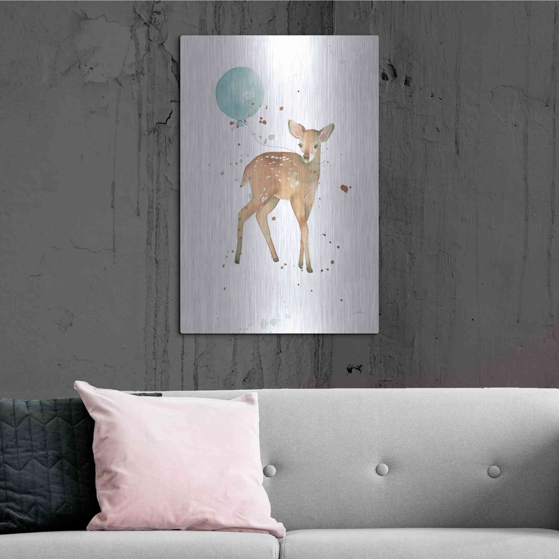 Luxe Metal Art 'Festive Fawn' by Katrina Pete, Metal Wall Art,24x36