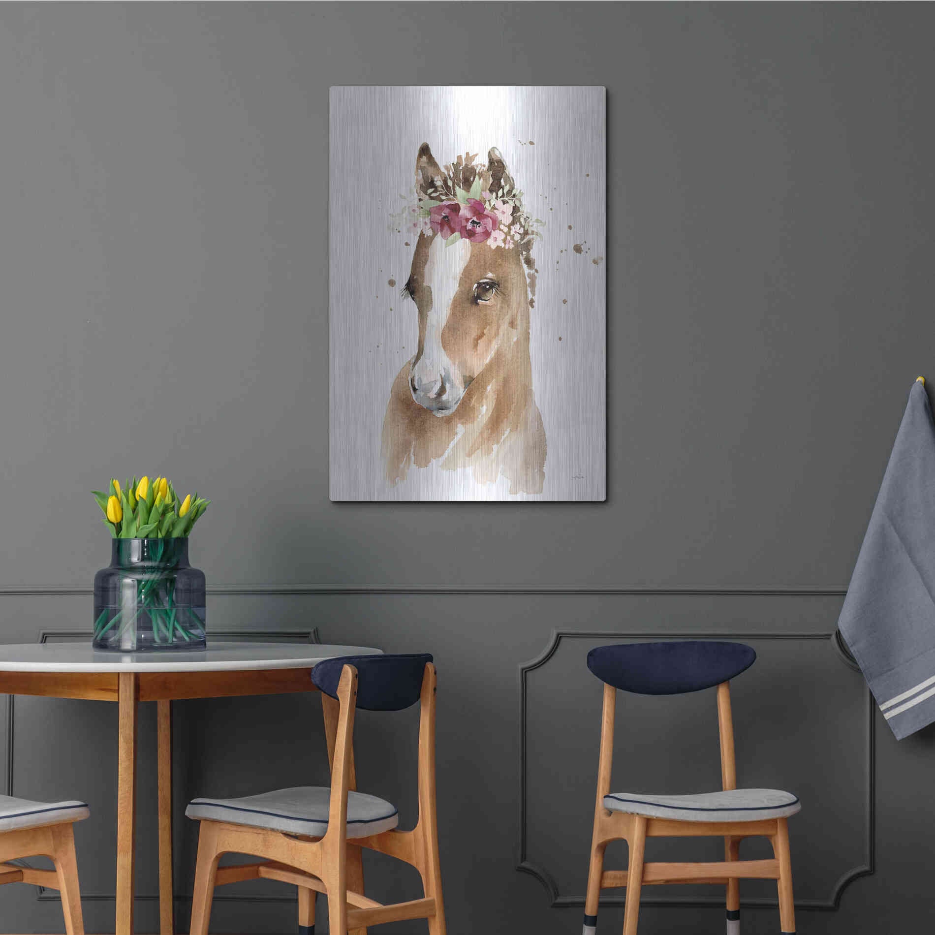 Luxe Metal Art 'Floral Pony' by Katrina Pete, Metal Wall Art,24x36