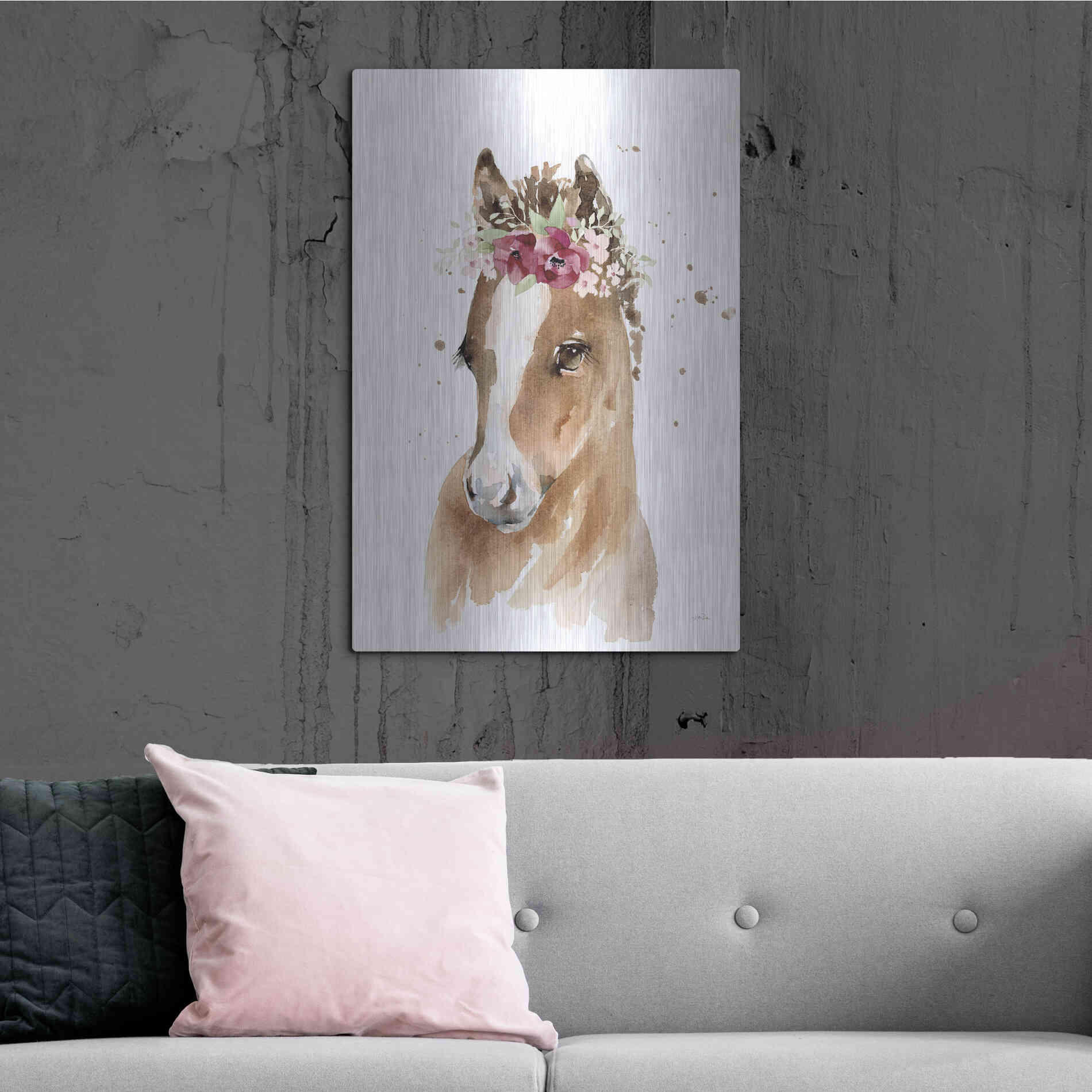 Luxe Metal Art 'Floral Pony' by Katrina Pete, Metal Wall Art,24x36