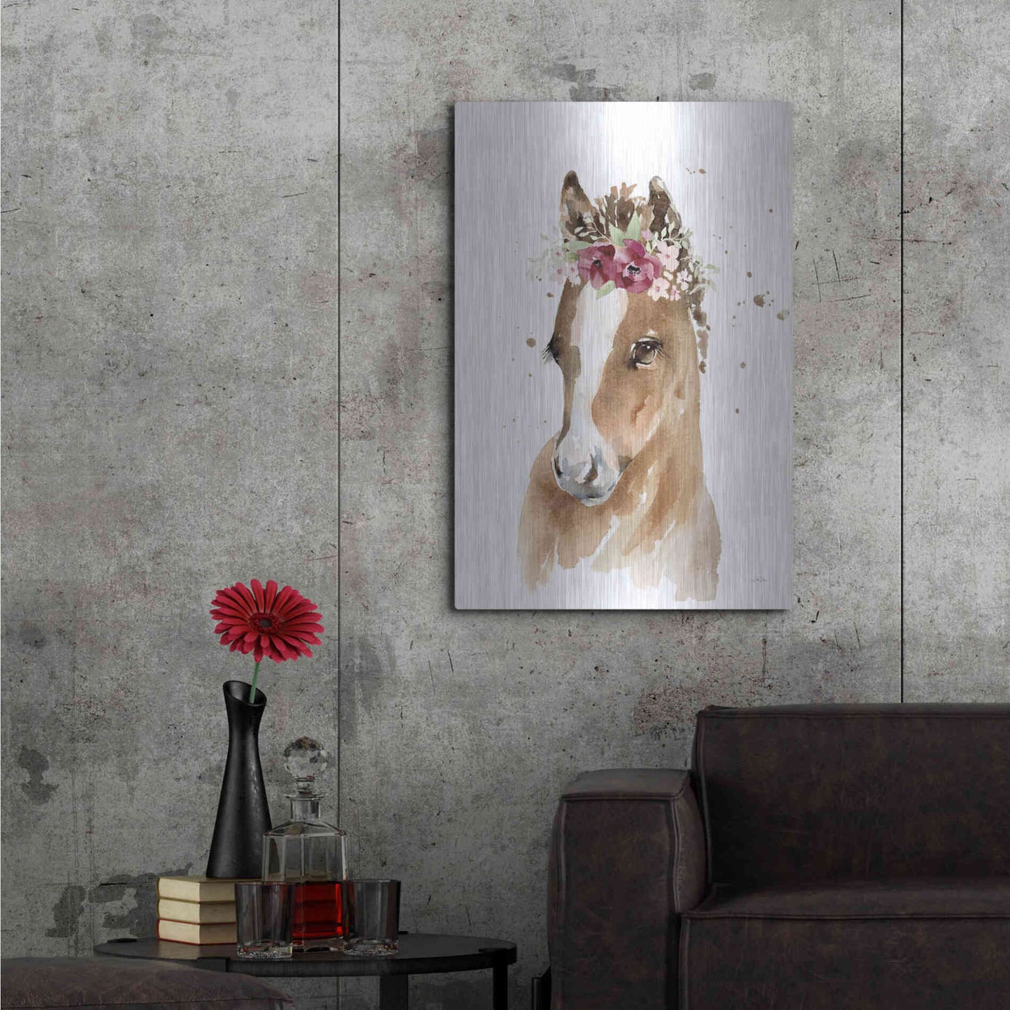 Luxe Metal Art 'Floral Pony' by Katrina Pete, Metal Wall Art,24x36