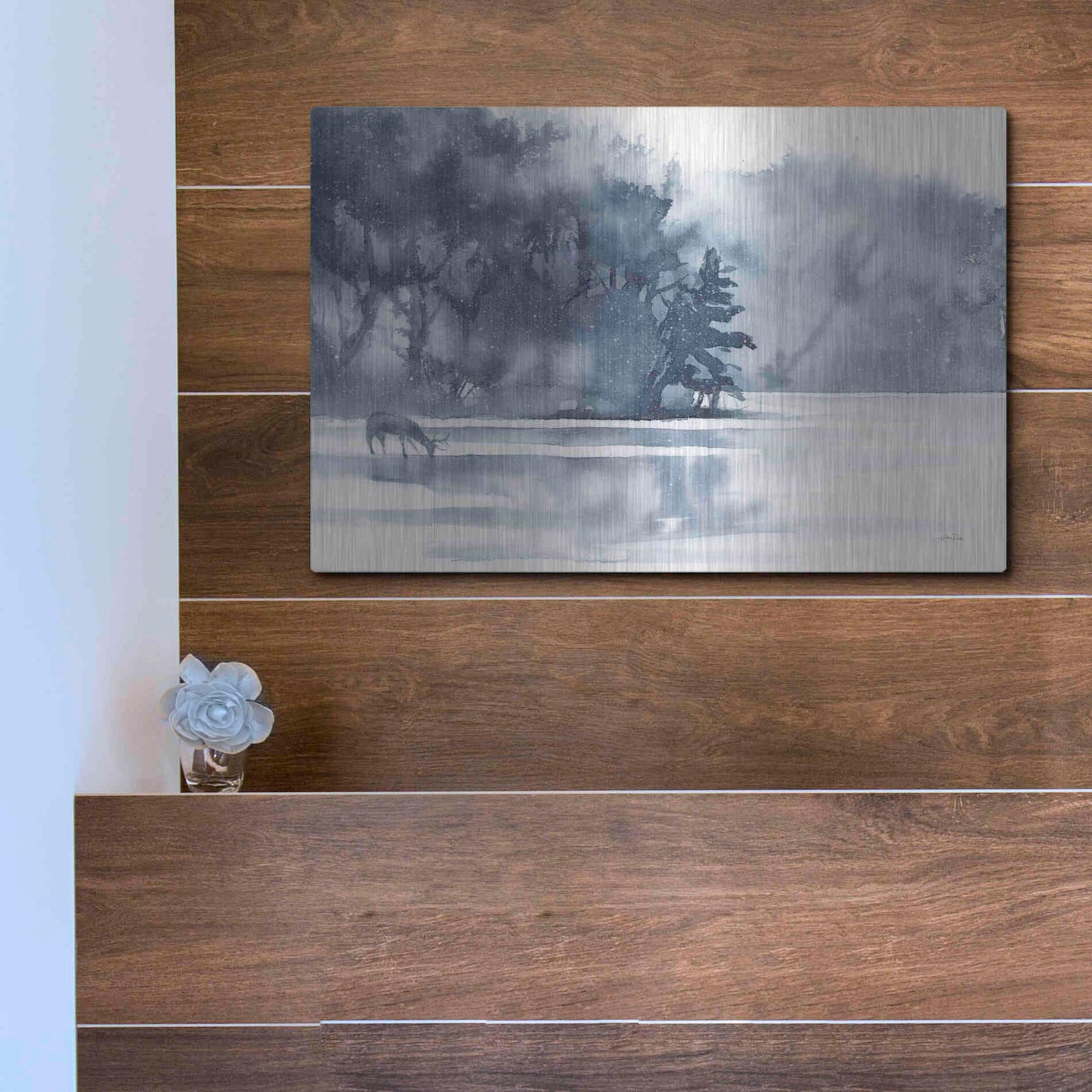 Luxe Metal Art 'Winter Lake' by Katrina Pete, Metal Wall Art,16x12