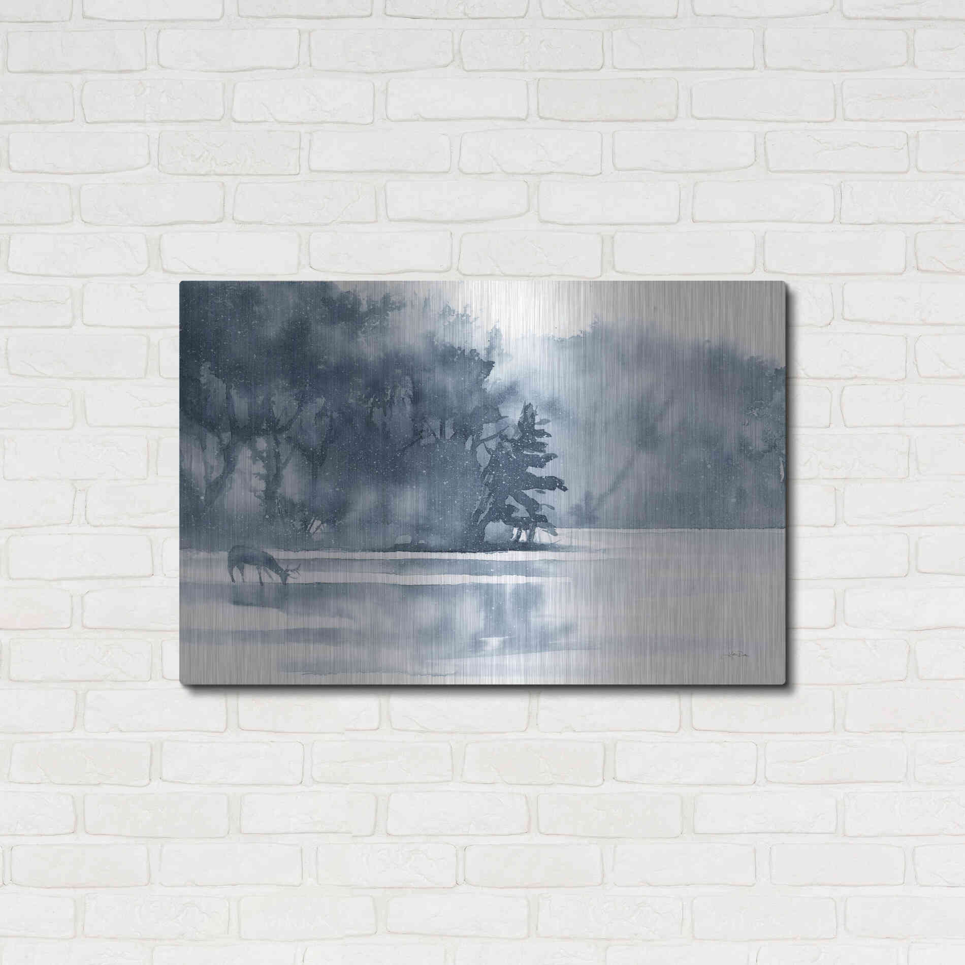 Luxe Metal Art 'Winter Lake' by Katrina Pete, Metal Wall Art,36x24