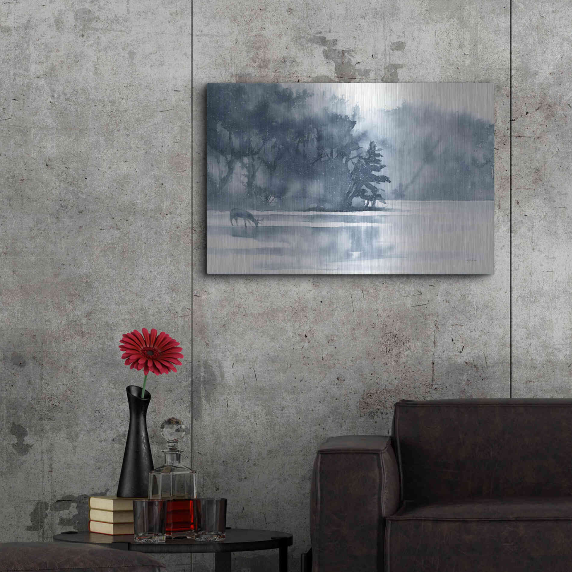 Luxe Metal Art 'Winter Lake' by Katrina Pete, Metal Wall Art,36x24