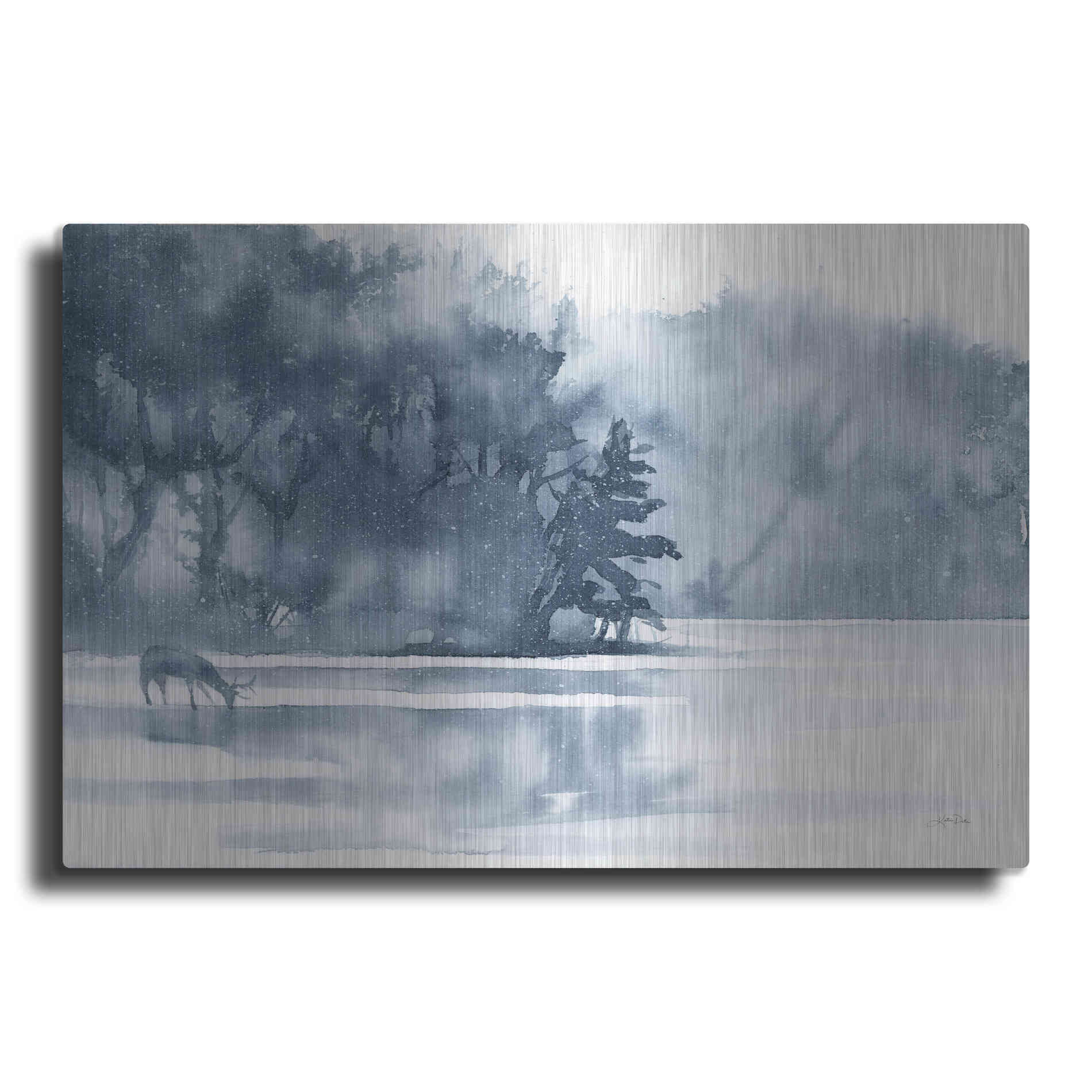 Luxe Metal Art 'Winter Lake' by Katrina Pete, Metal Wall Art