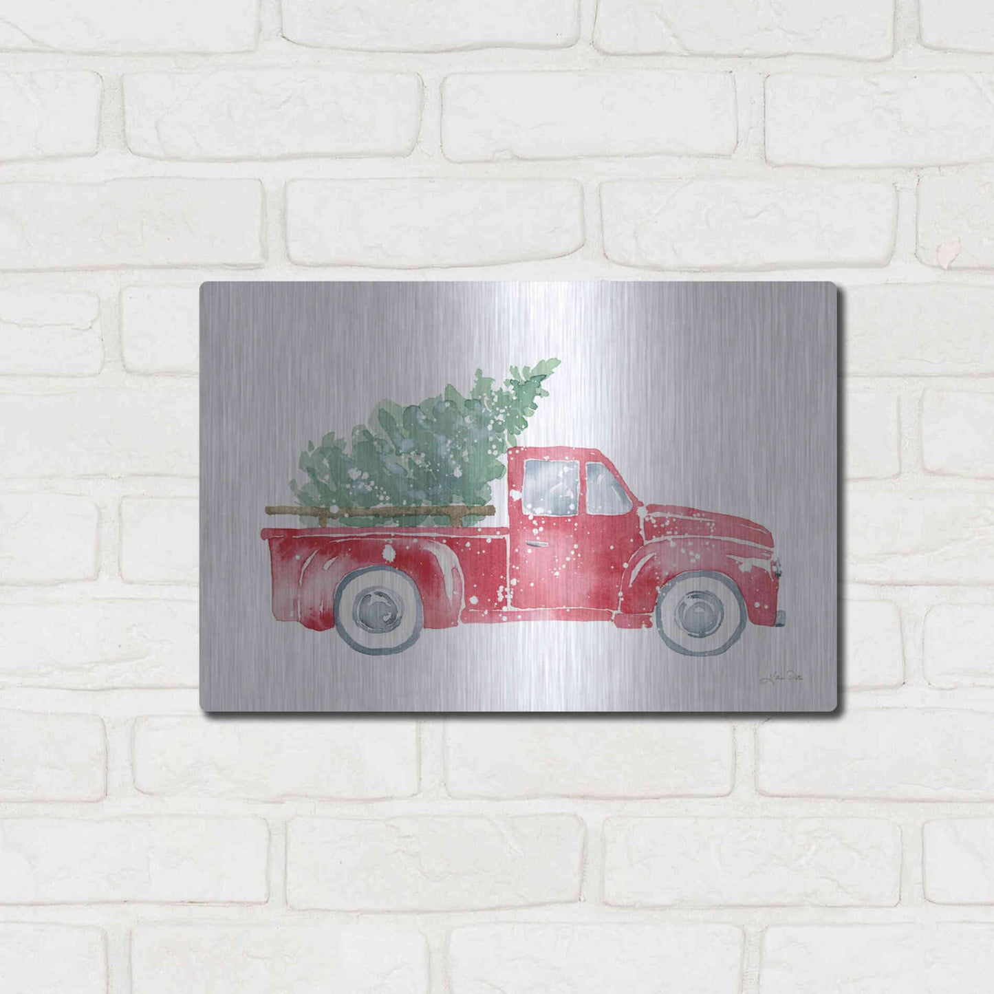 Luxe Metal Art 'Christmas Truck' by Katrina Pete, Metal Wall Art,16x12