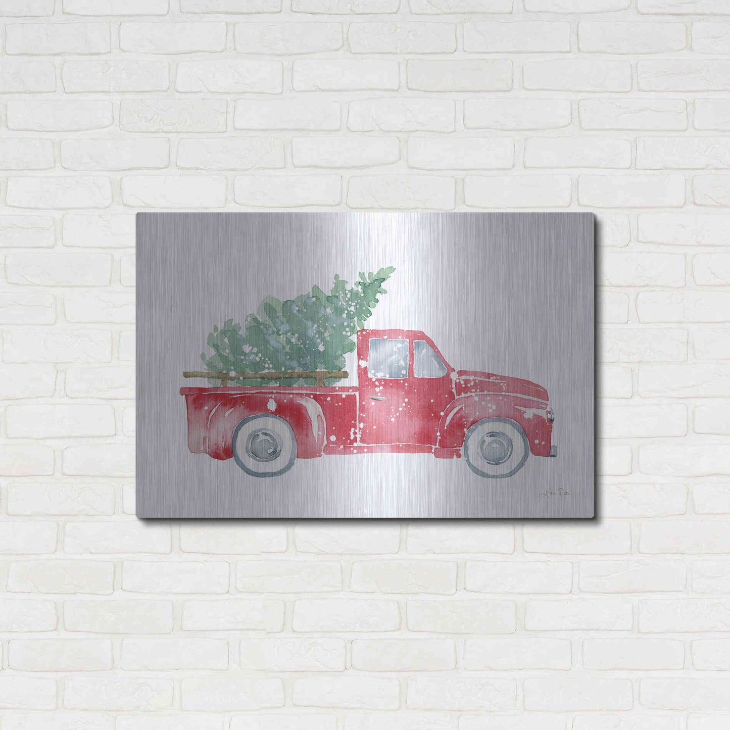 Luxe Metal Art 'Christmas Truck' by Katrina Pete, Metal Wall Art,36x24