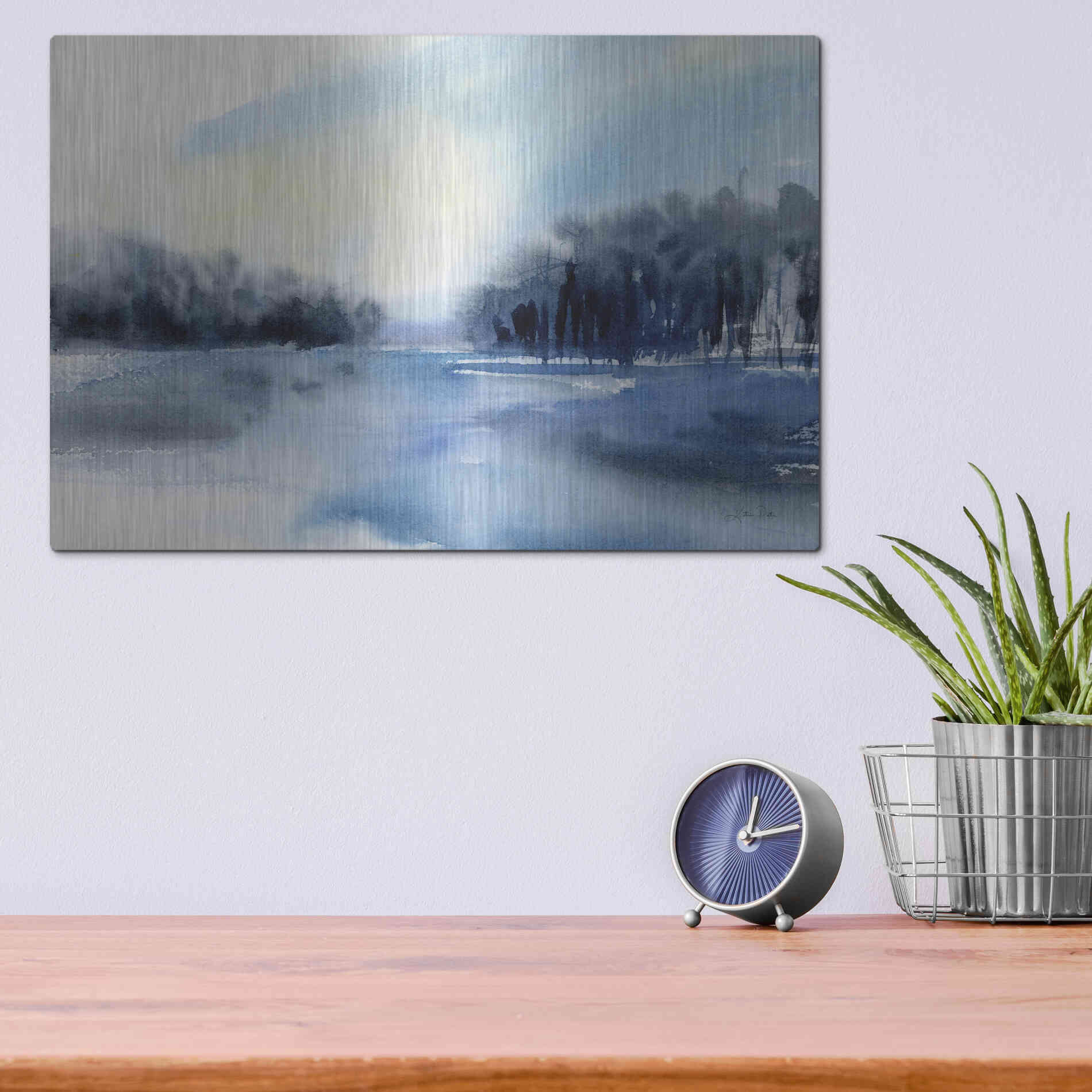 Luxe Metal Art 'Winter River' by Katrina Pete, Metal Wall Art,16x12