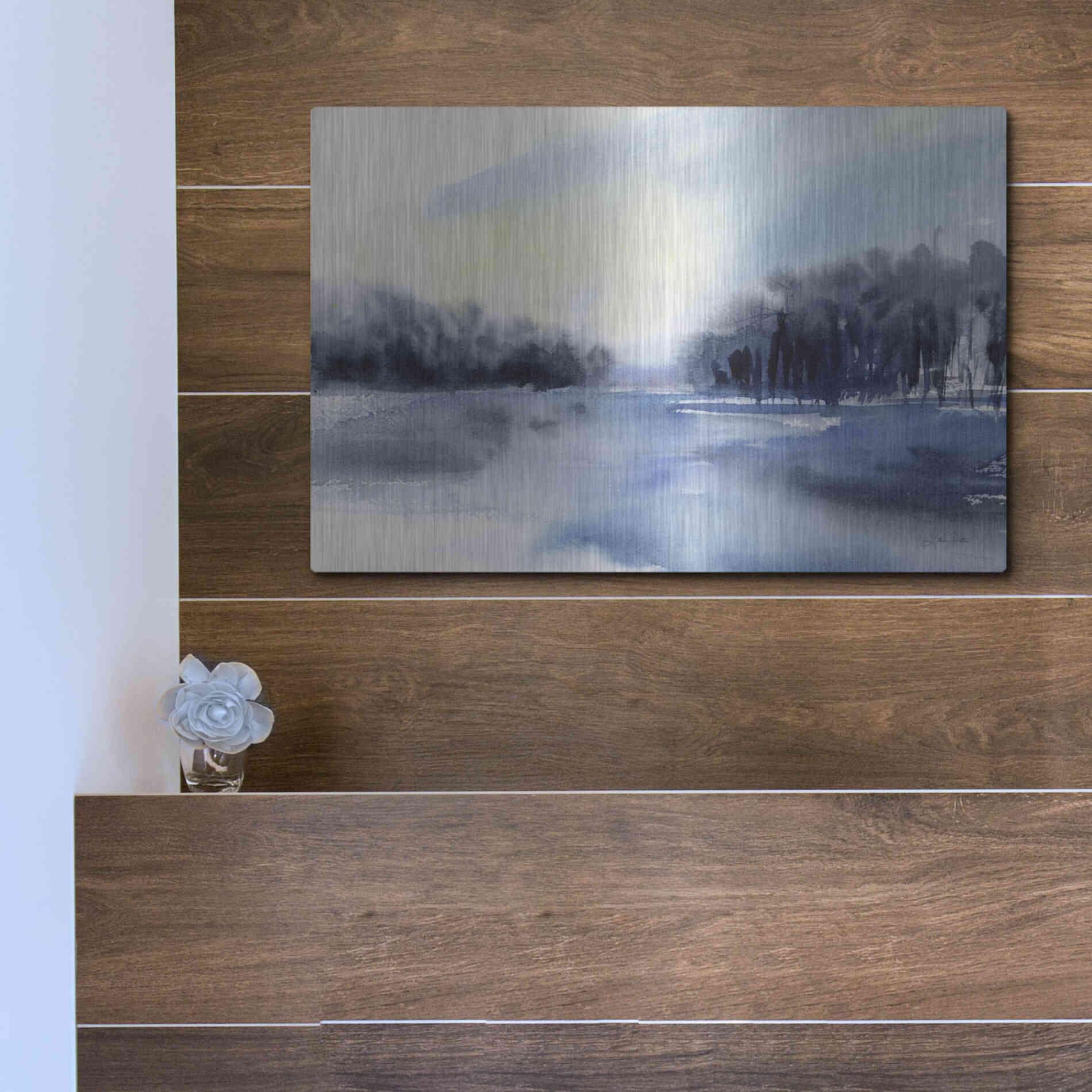 Luxe Metal Art 'Winter River' by Katrina Pete, Metal Wall Art,16x12