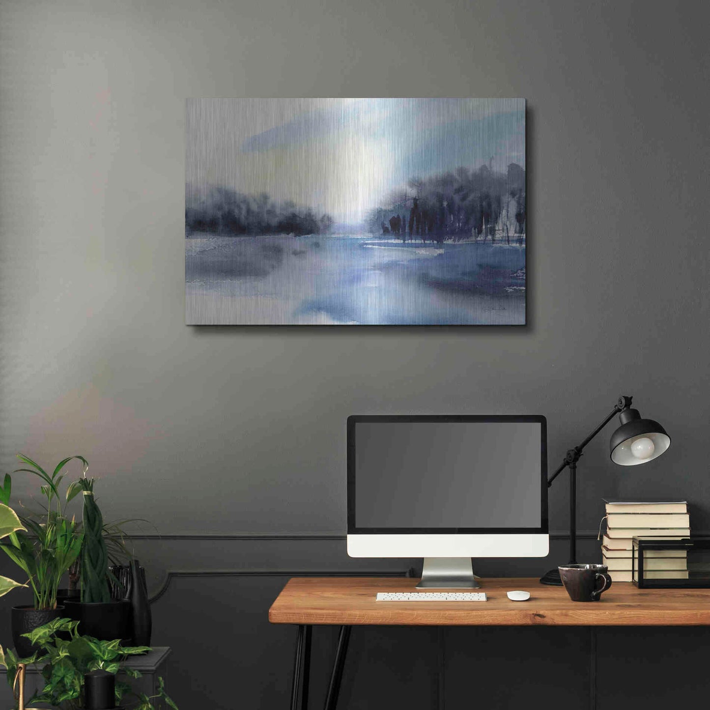 Luxe Metal Art 'Winter River' by Katrina Pete, Metal Wall Art,36x24