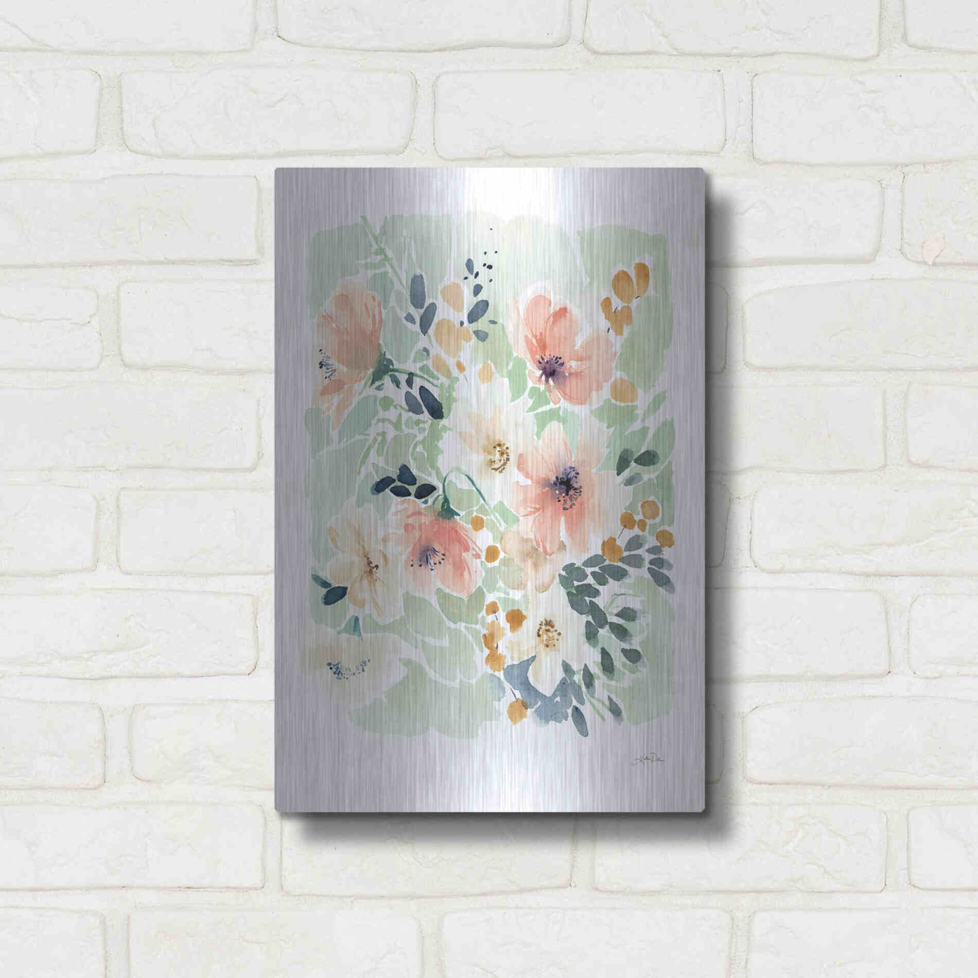 Luxe Metal Art 'Spring Florals' by Katrina Pete, Metal Wall Art,12x16